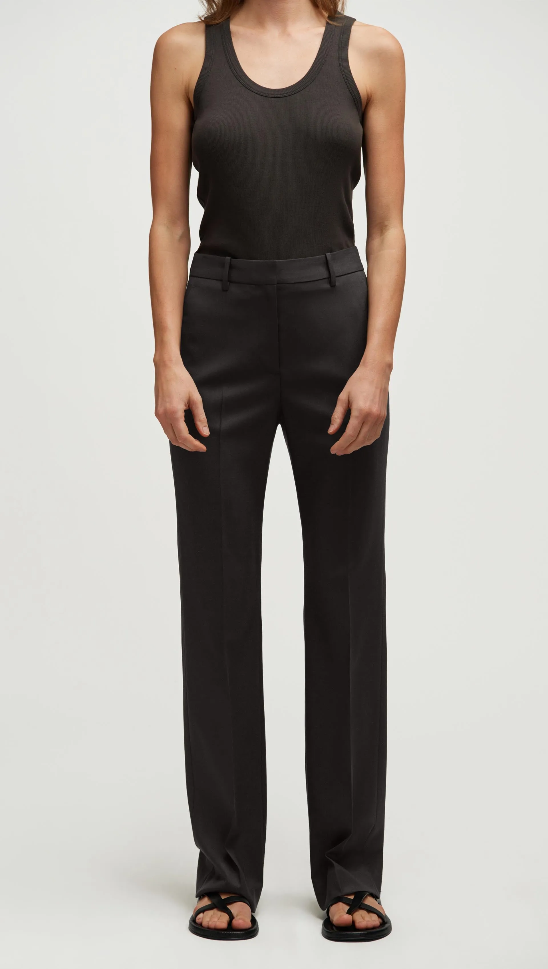 Straight Leg Trouser in Seasonless Wool | Smoke sold by Argent product image thumbnail 4