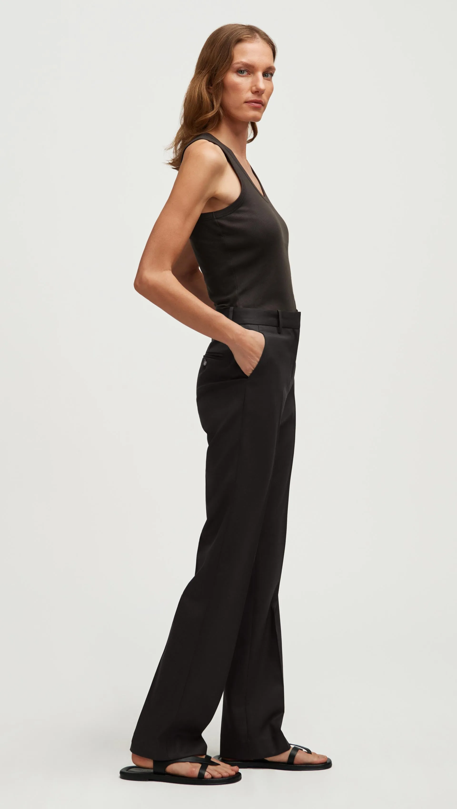 Straight Leg Trouser in Seasonless Wool | Smoke sold by Argent product image thumbnail 2