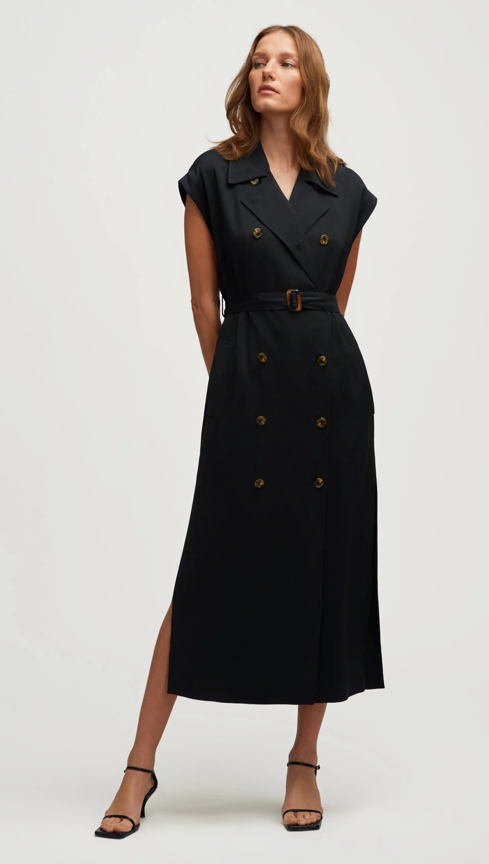 Trench Dress in Stretch Crepe | Black sold by Argent product image thumbnail 3