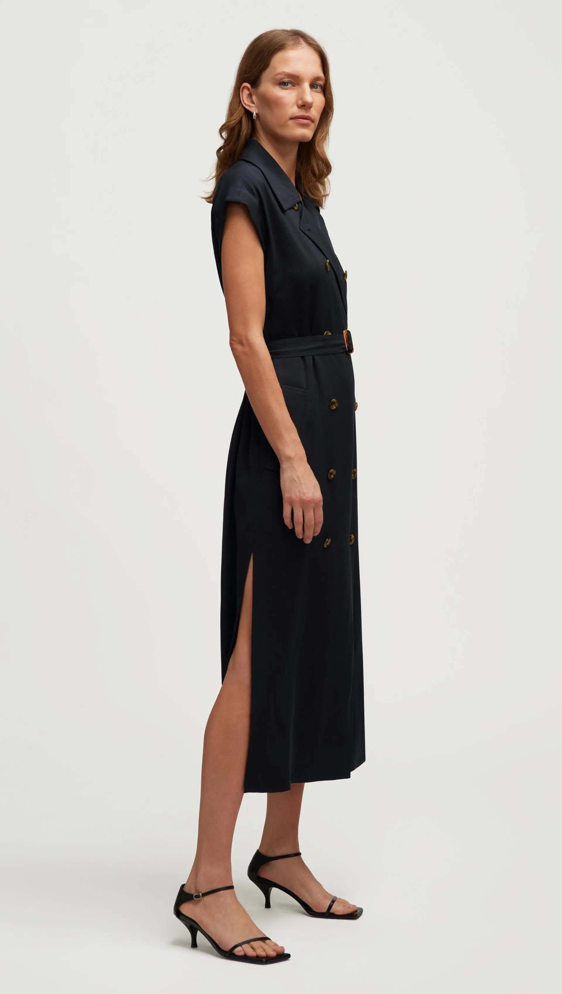Trench Dress in Stretch Crepe | Black sold by Argent product image thumbnail 4