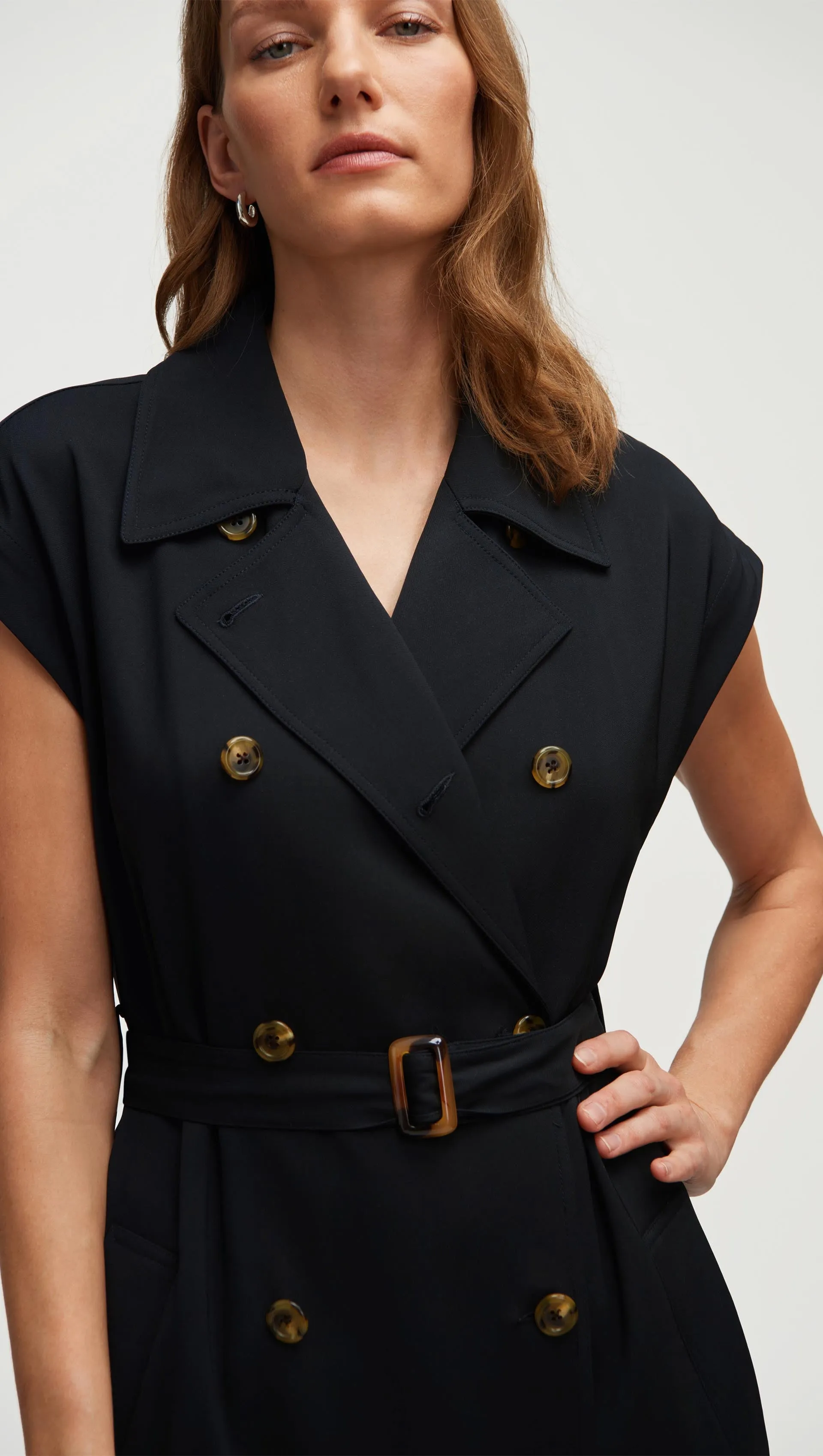 Trench Dress in Stretch Crepe | Black sold by Argent product image thumbnail 2