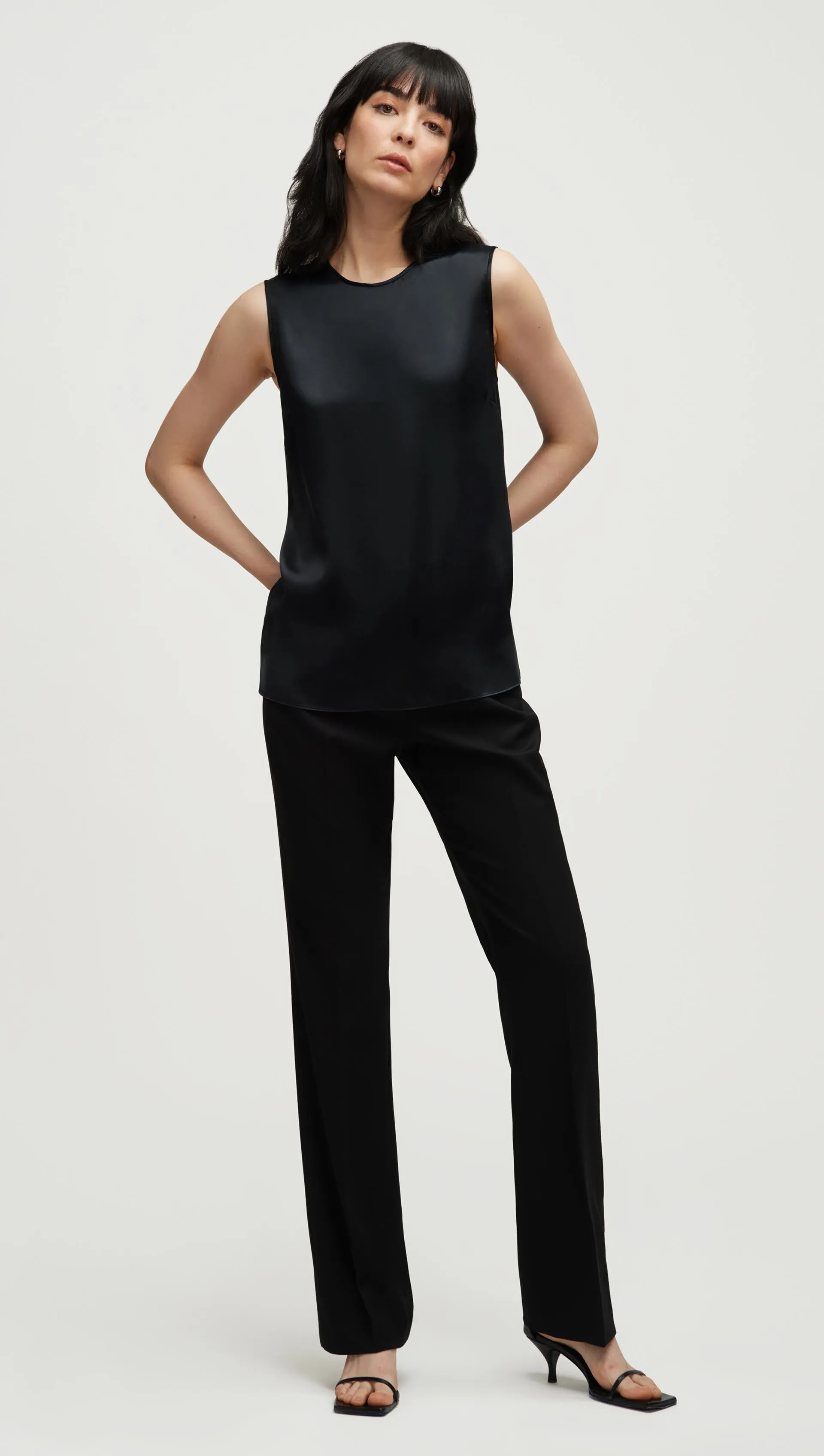 Crewneck Tank in Silk Charmeuse | Black sold by Argent product image thumbnail 2