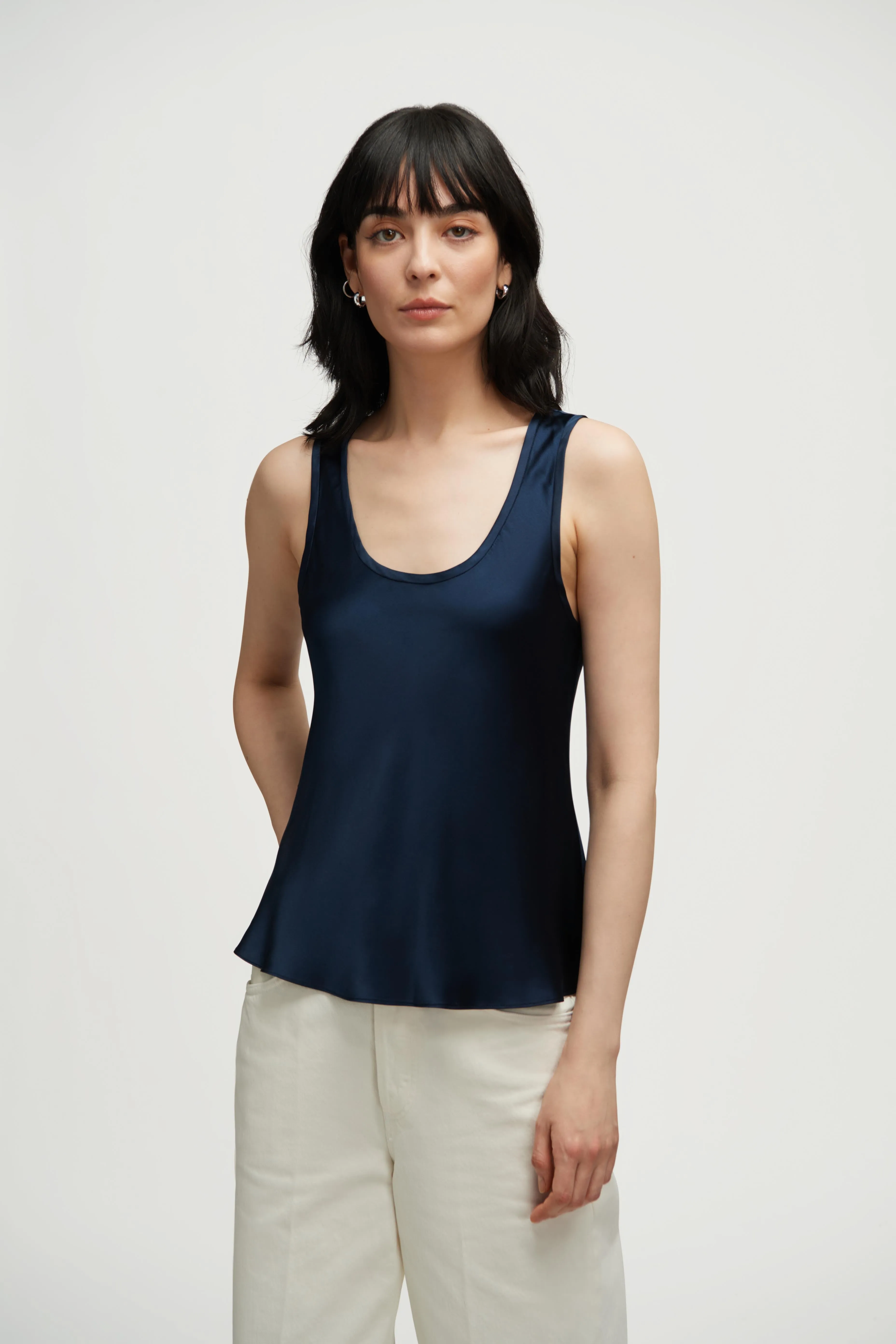 Tank in Silk Charmeuse | Midnight sold by Argent