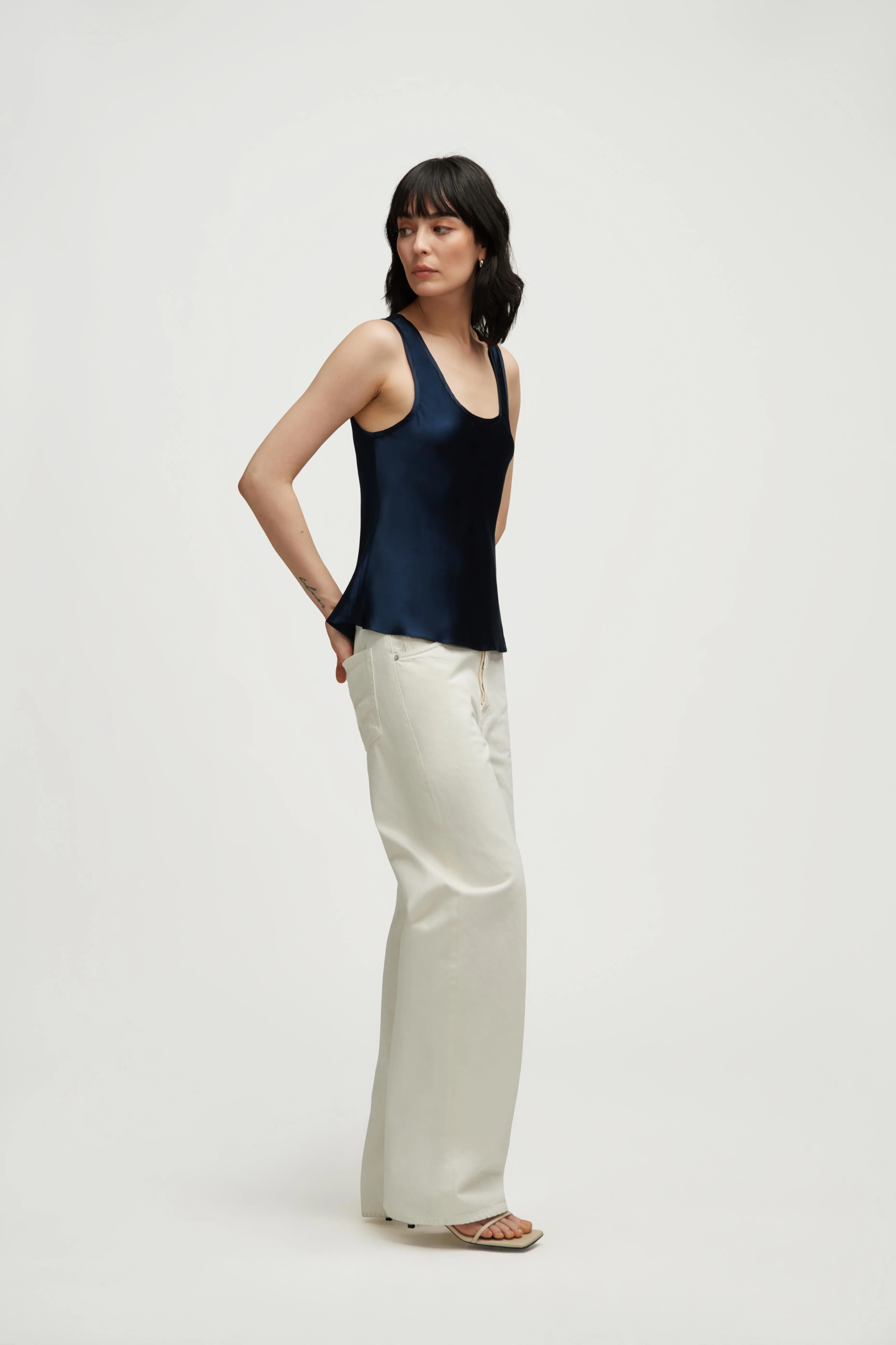 Tank in Silk Charmeuse | Midnight sold by Argent product image thumbnail 4