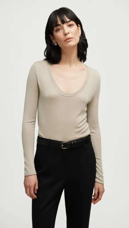 Fine Knit Longsleeve in Wool Silk | Beige made by Argent
