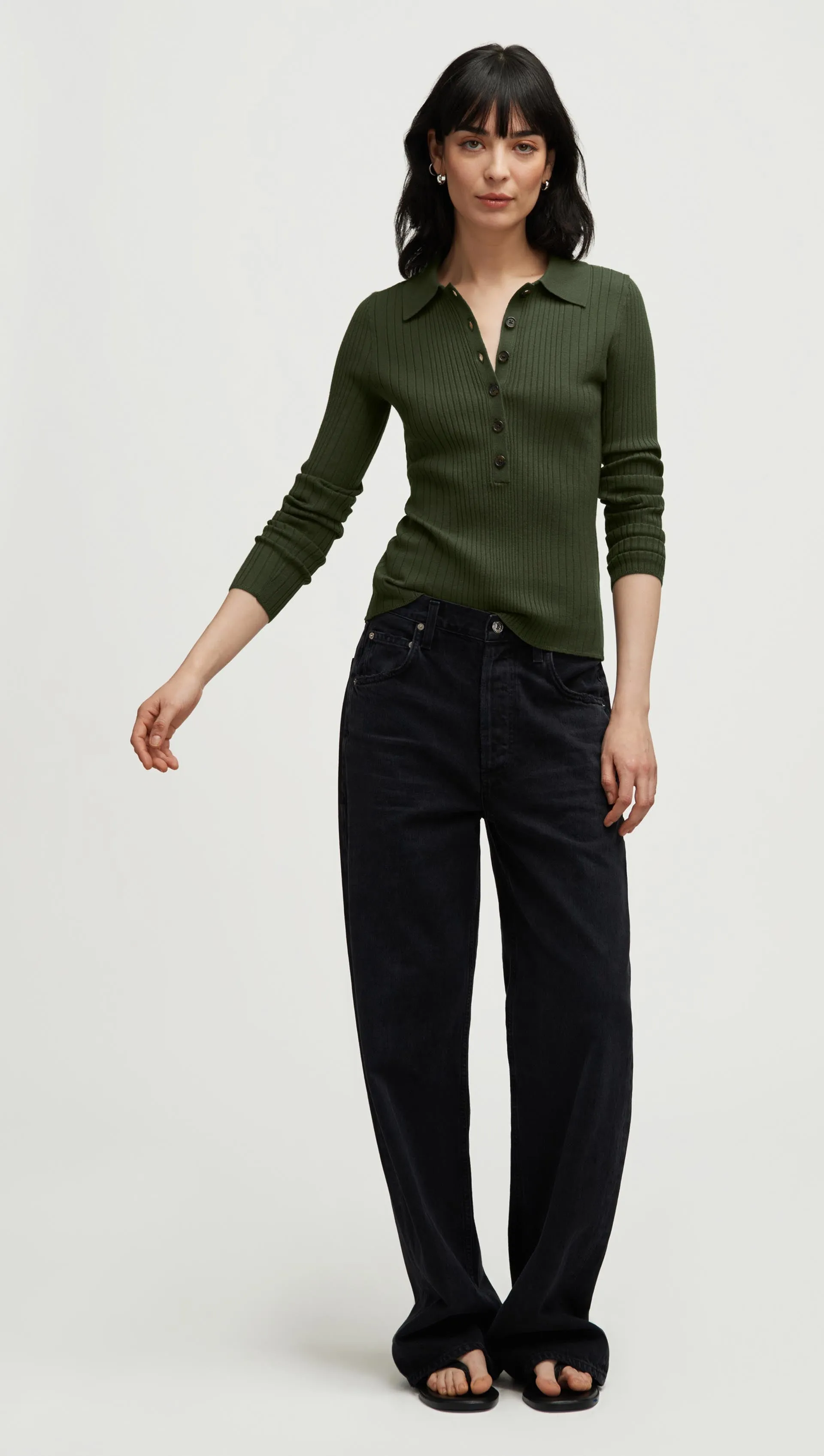 Ribbed Collar Sweater in Viscose Polyester | Mushroom sold by Argent product image thumbnail 3