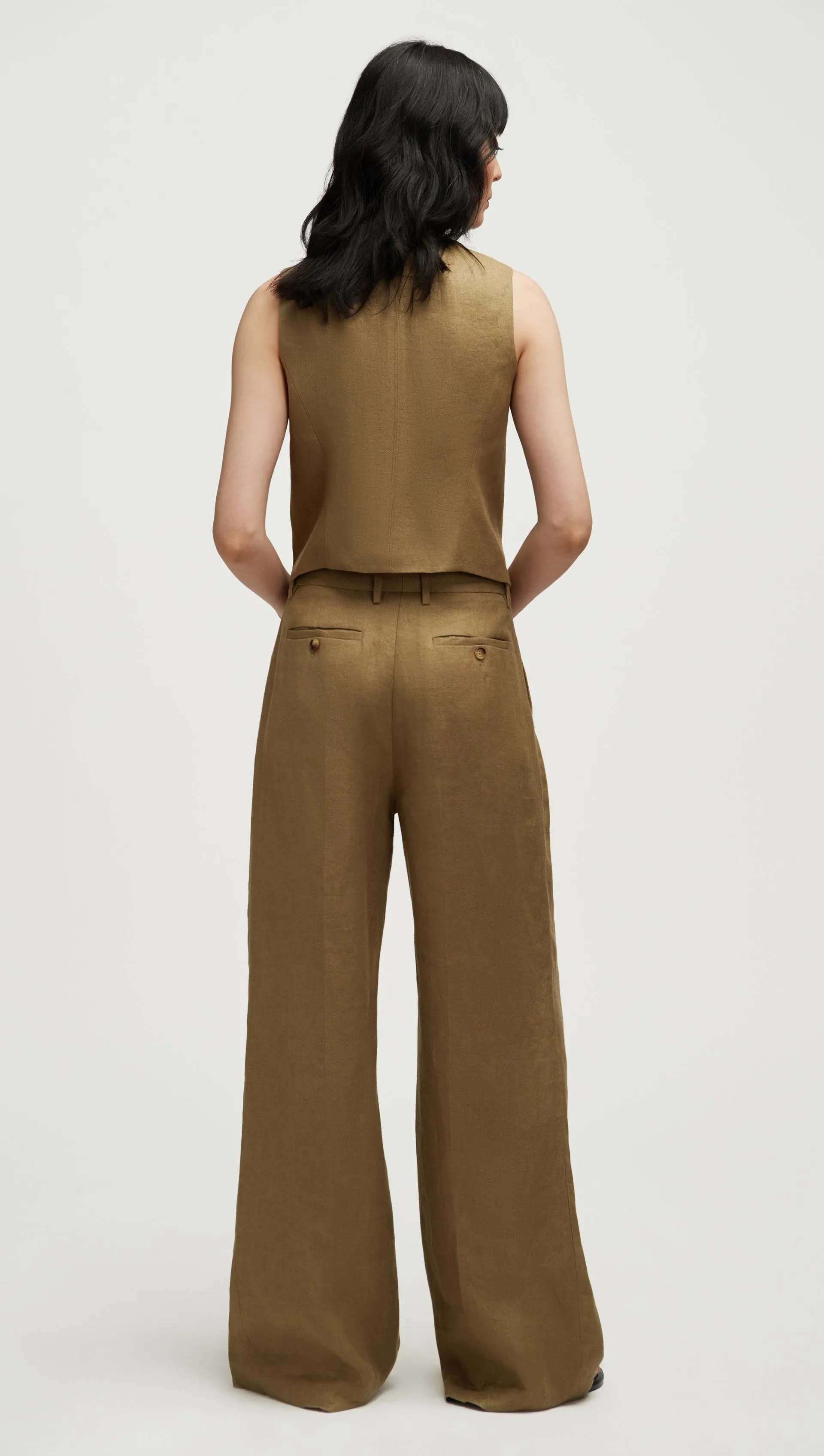 High-Neck Button Waistcoat in Basket Weave Linen | Fern sold by Argent product image thumbnail 4