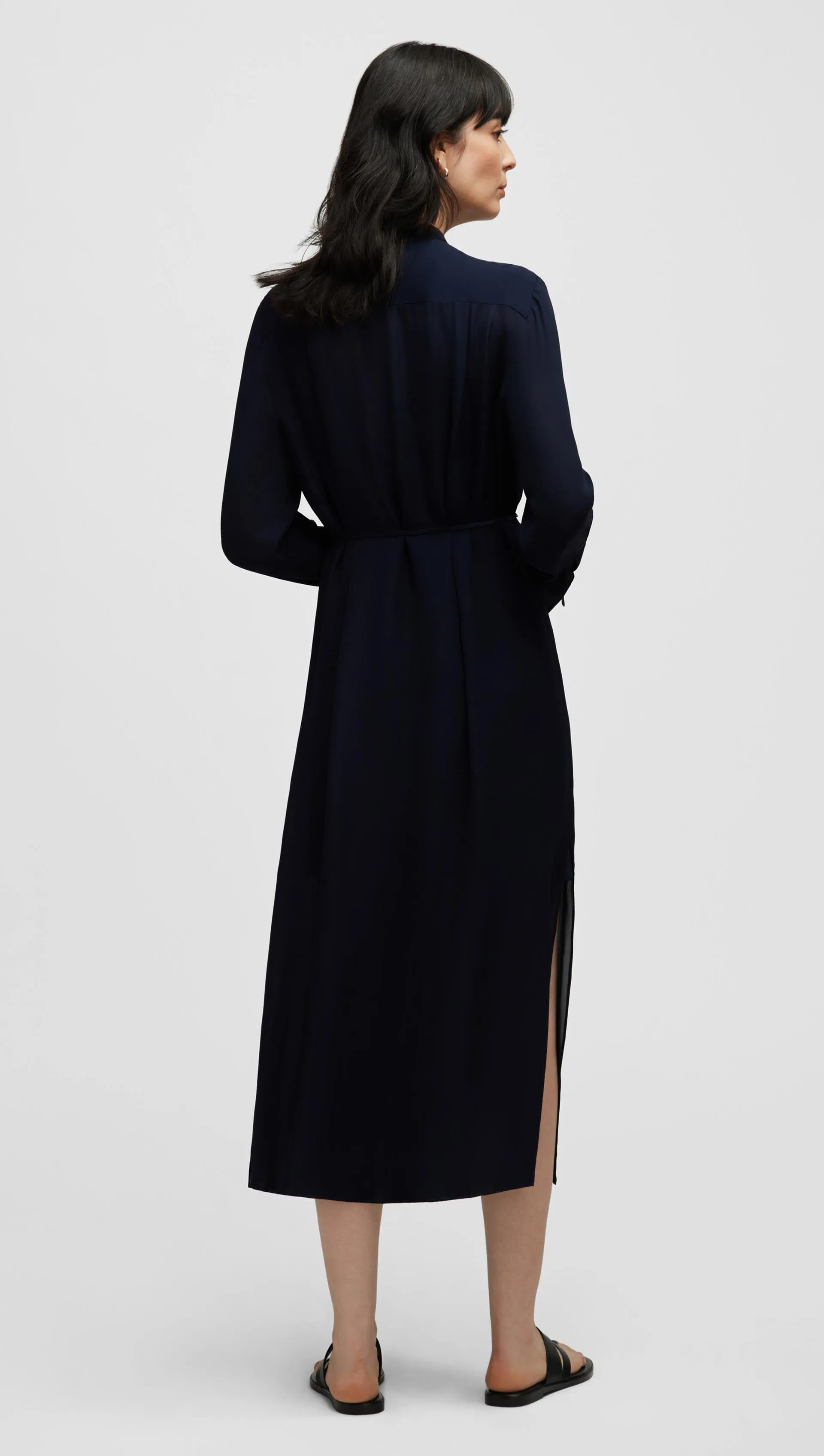 Longsleeve Cowl Neck Dress in Silk | Midnight sold by Argent product image thumbnail 5