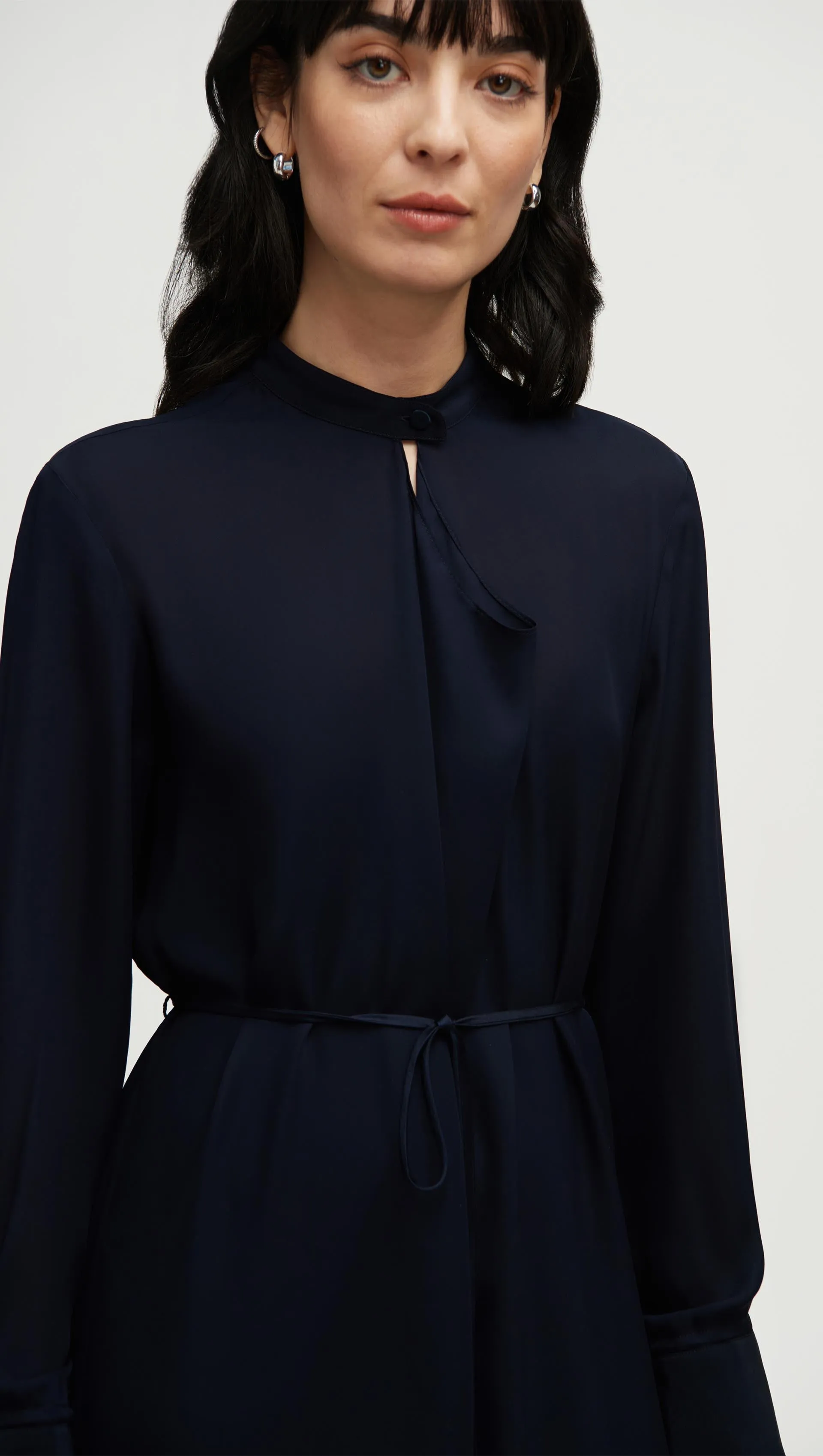 Longsleeve Cowl Neck Dress in Silk | Midnight sold by Argent product image thumbnail 3