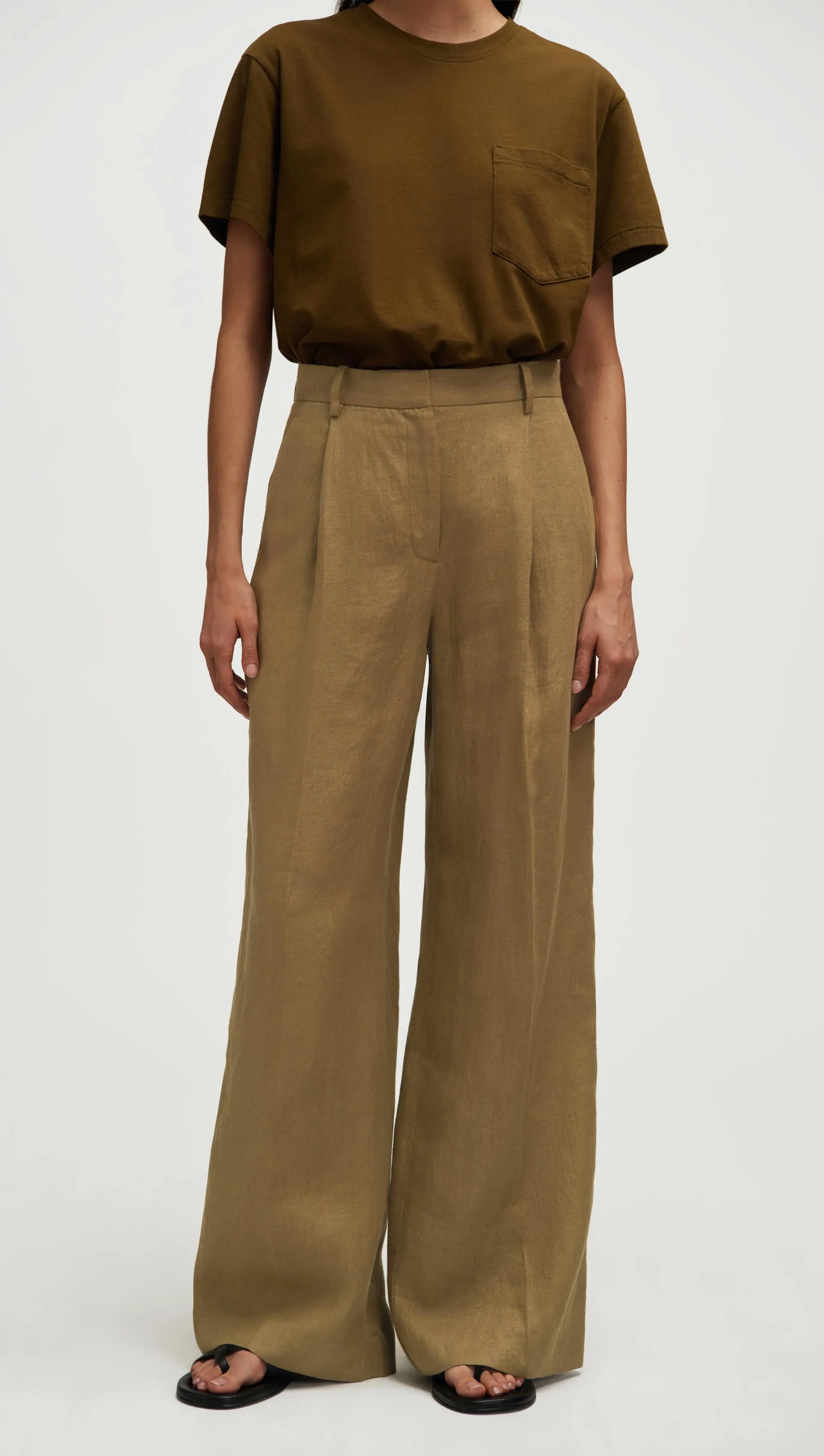 Single Pleat Trouser in Basket Weave Linen | Fern sold by Argent product image thumbnail 3