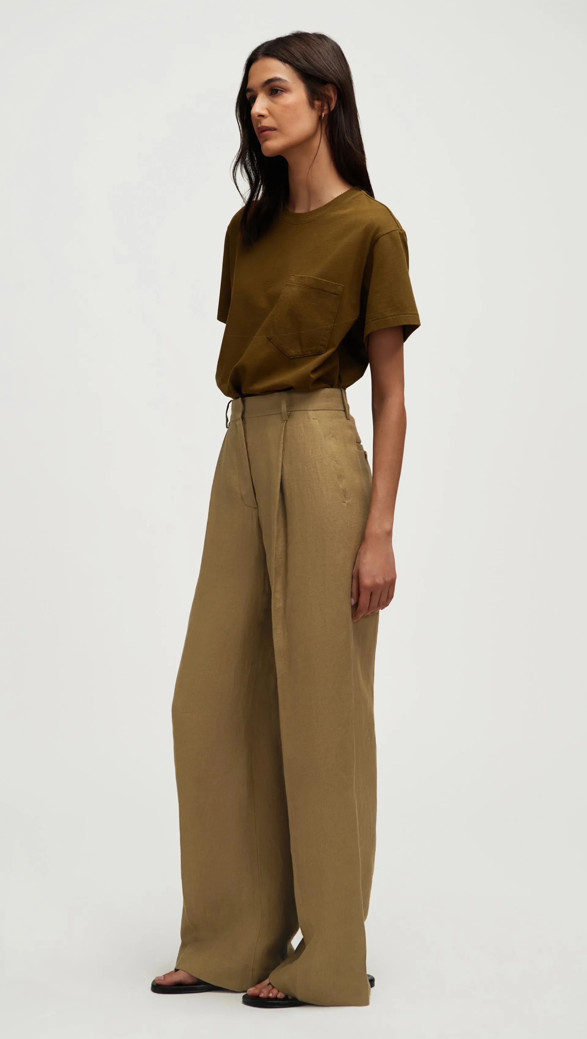 Single Pleat Trouser in Basket Weave Linen | Fern sold by Argent product image thumbnail 4