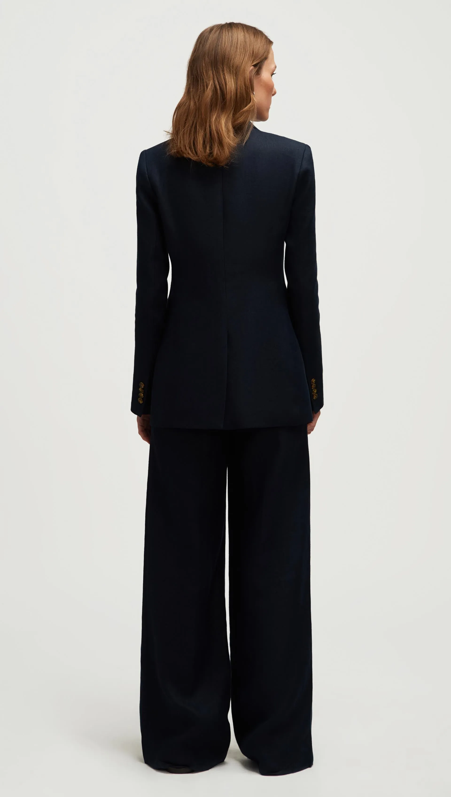 Double-Breasted Blazer in Basket Weave Linen | Midnight sold by Argent product image thumbnail 4