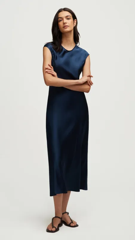 Bias Dress in Silk Charmeuse | Midnight sold by Argent