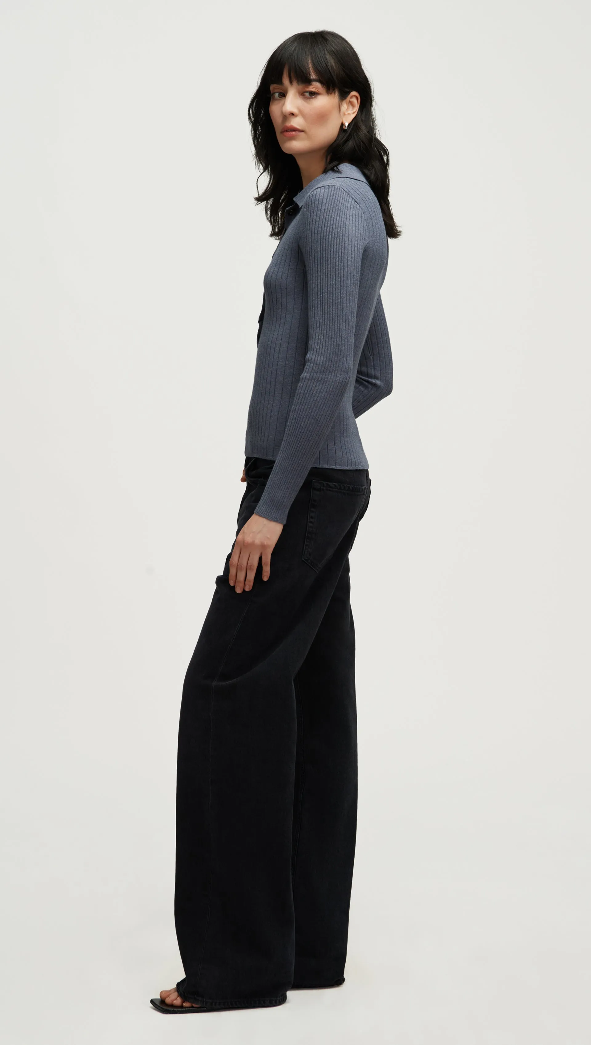 Ribbed Collar Sweater in Viscose Polyester | Powder Blue sold by Argent product image thumbnail 3