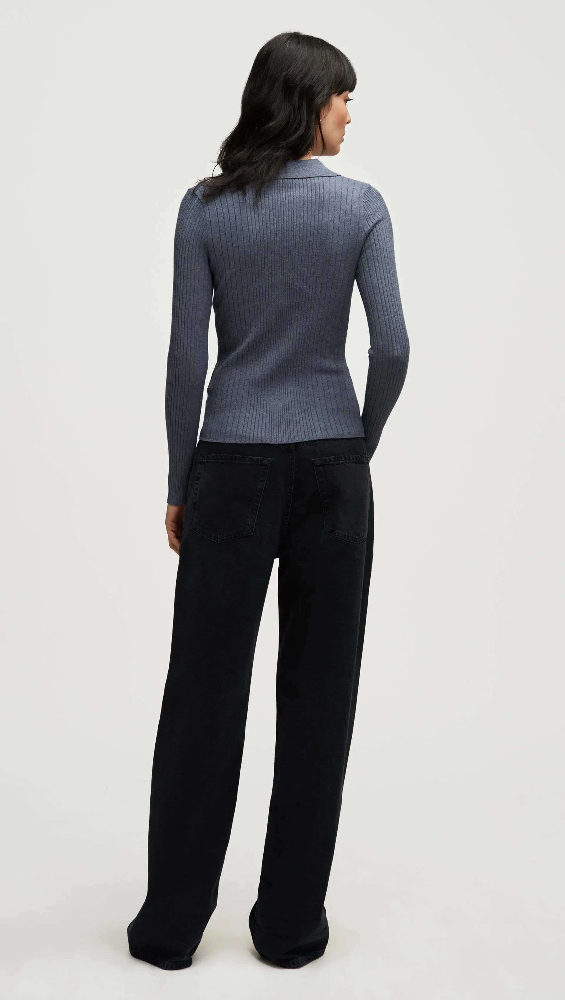 Ribbed Collar Sweater in Viscose Polyester | Powder Blue sold by Argent product image thumbnail 4