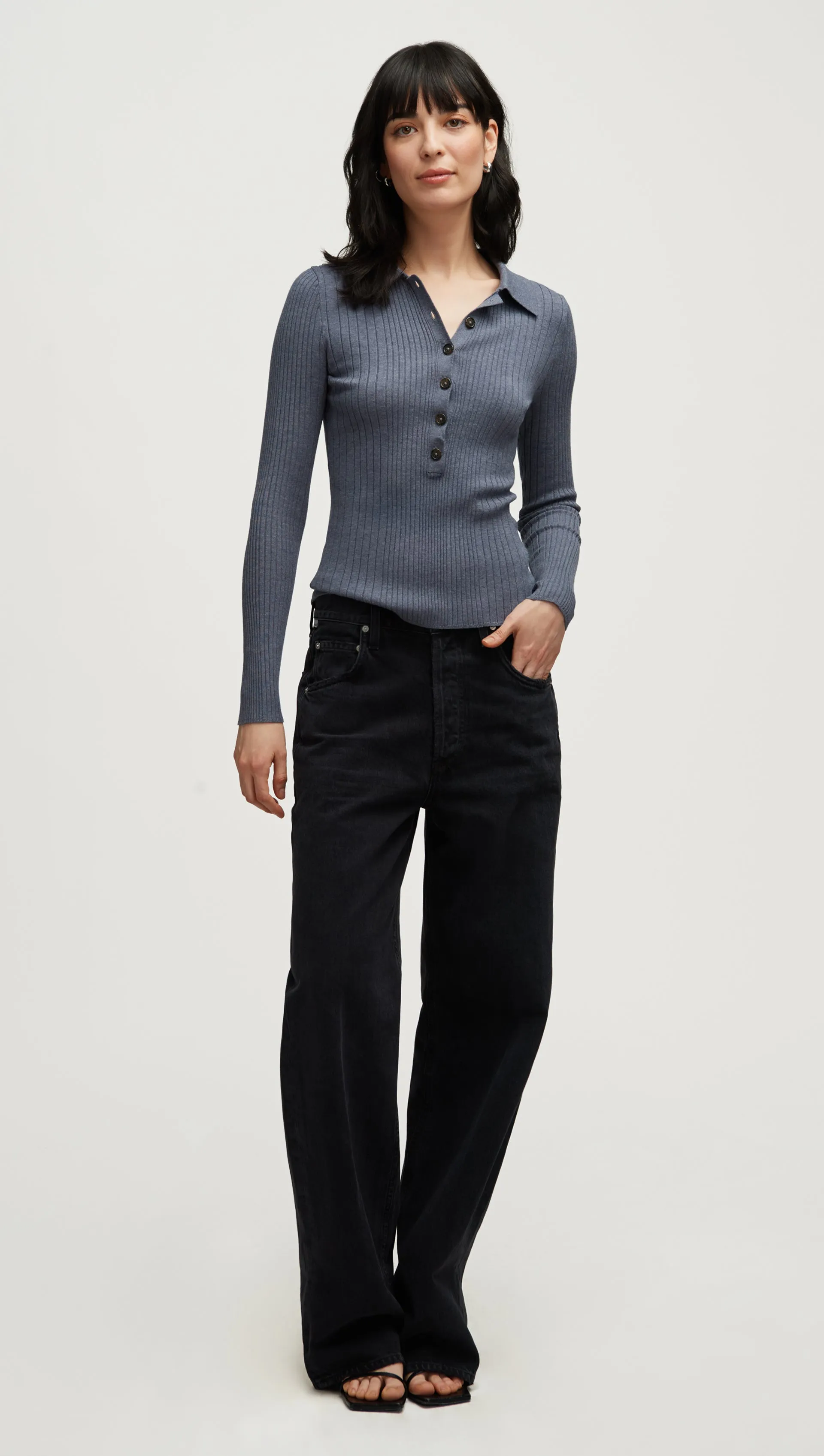 Ribbed Collar Sweater in Viscose Polyester | Powder Blue sold by Argent product image thumbnail 2