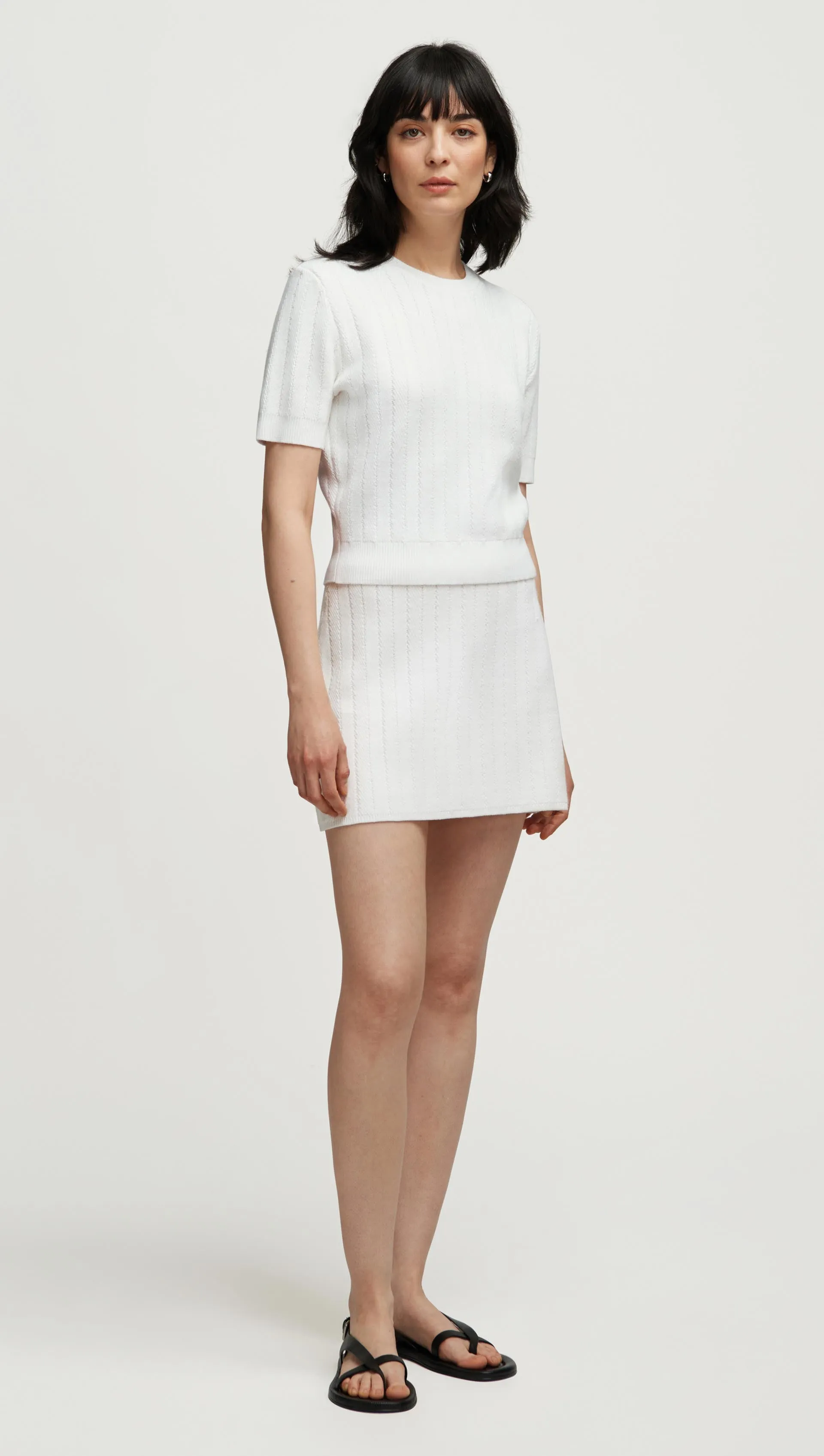 Herringbone Top in Viscose Polyester | White sold by Argent product image thumbnail 3