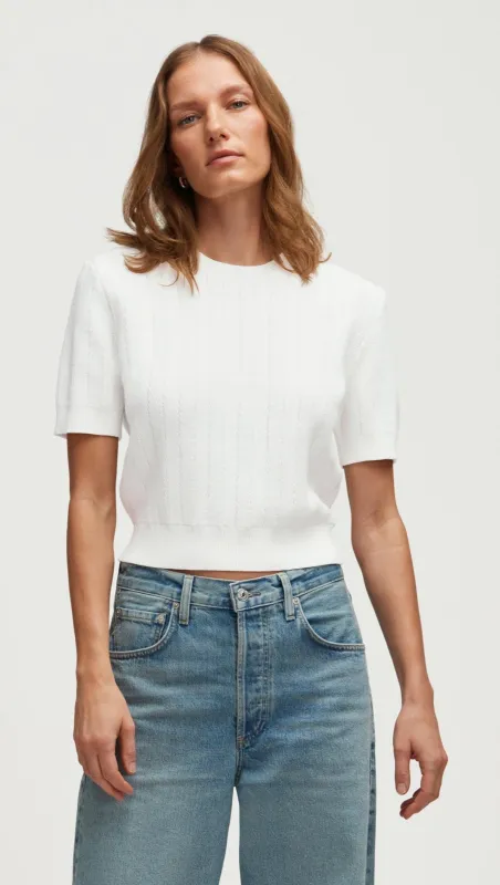 Herringbone Top in Viscose Polyester | White sold by Argent