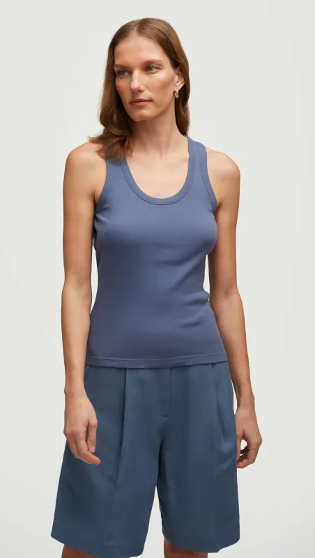 Ribbed Tank in Cotton Elastane | Powder Blue sold by Argent