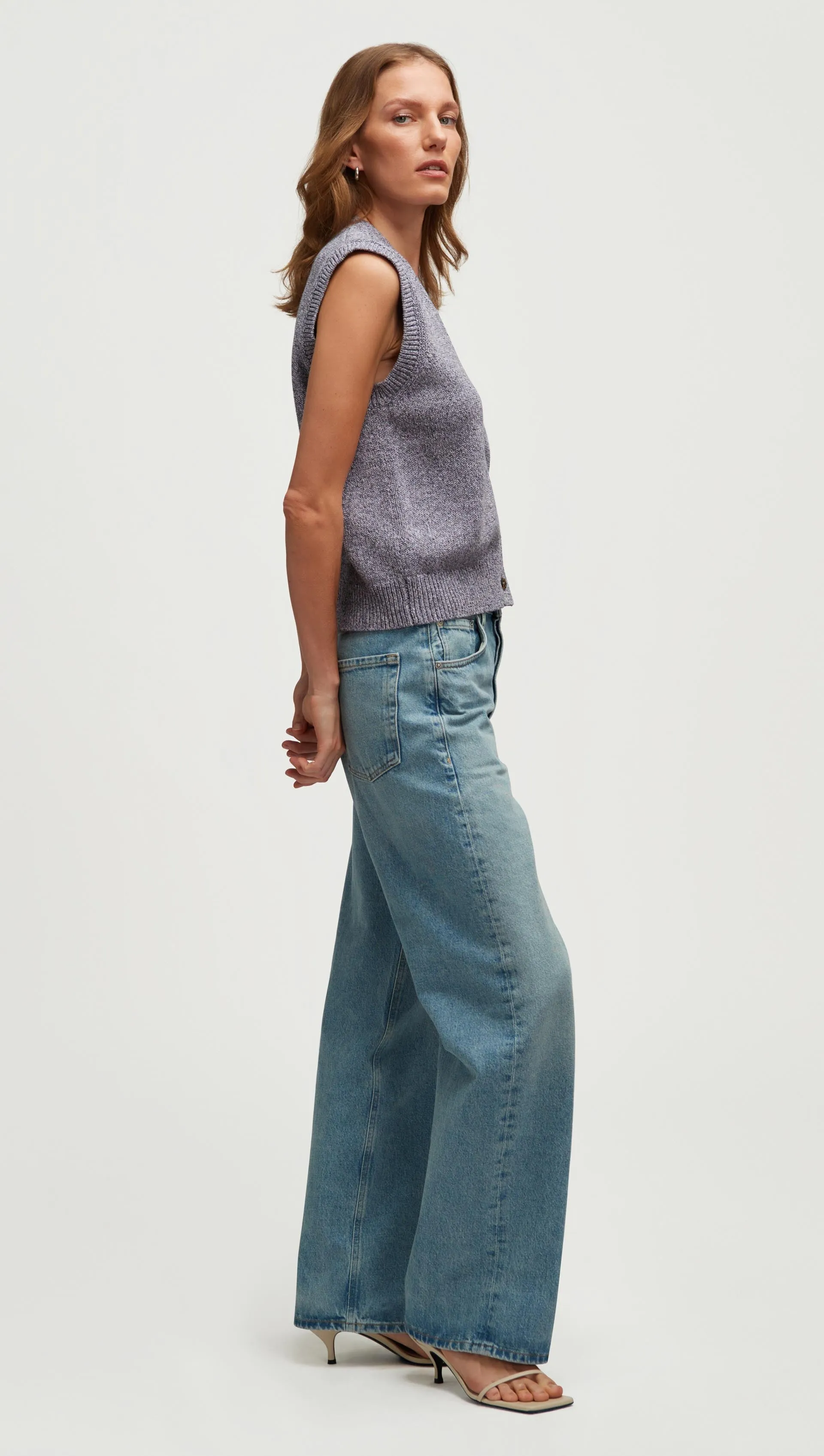 Knit Button Vest in Cotton | Purple Multi sold by Argent product image thumbnail 3