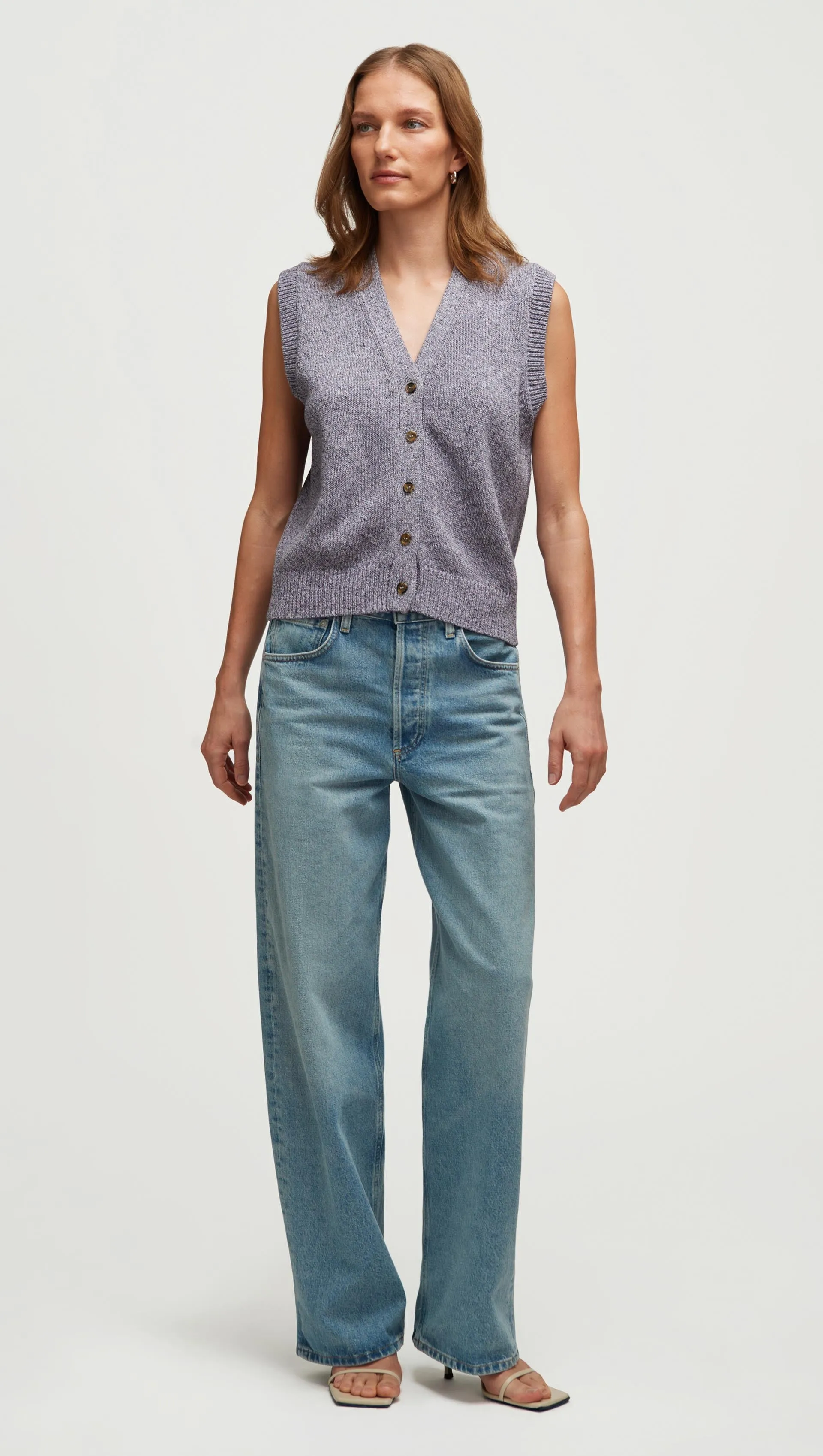 Knit Button Vest in Cotton | Purple Multi sold by Argent product image thumbnail 2