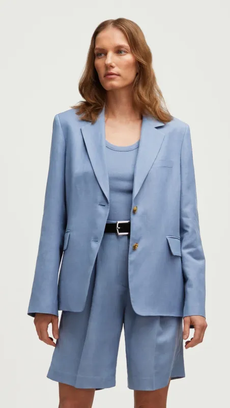 Boyfriend Blazer in Viscose Linen Twill | Powder Blue sold by Argent