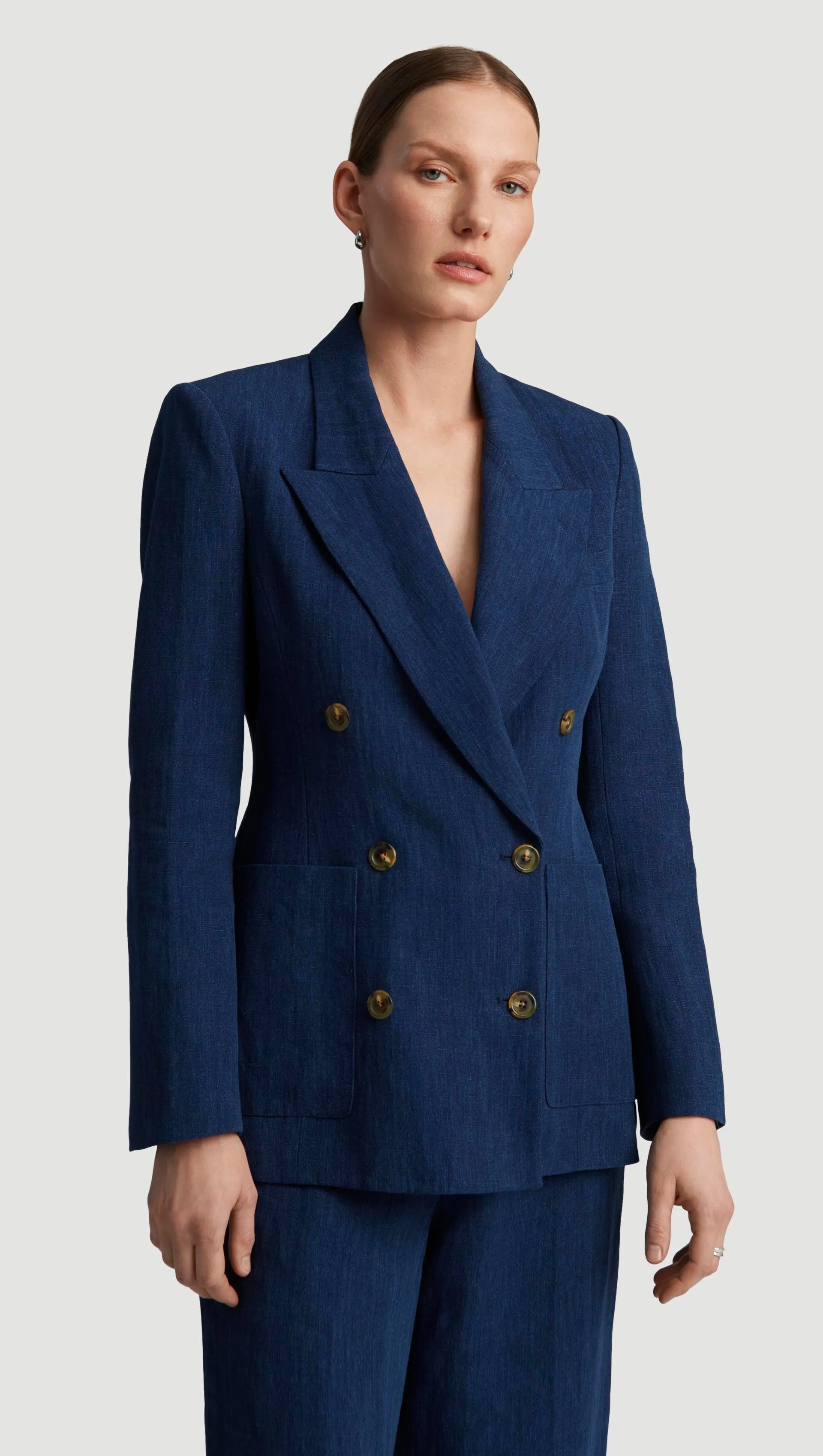 Chelsea Blazer in Linen | Denim sold by Argent