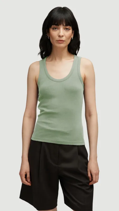 Ribbed Tank in Cotton Elastane | Pistachio sold by Argent