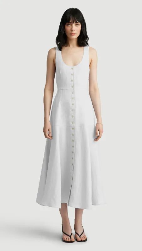 Marcy Dress in Cotton Sateen | White sold by Argent