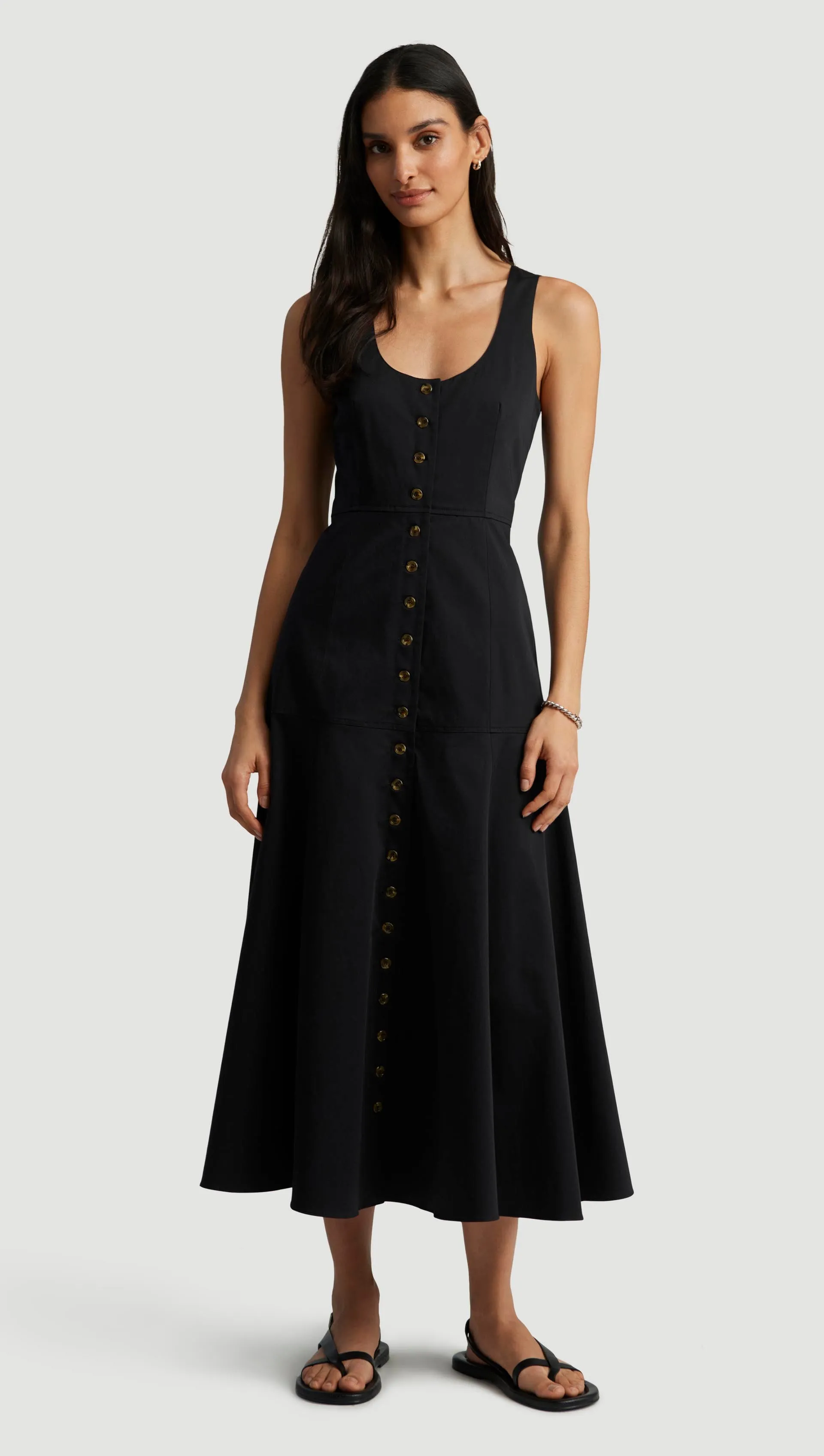 Marcy Dress in Cotton Sateen | Black sold by Argent