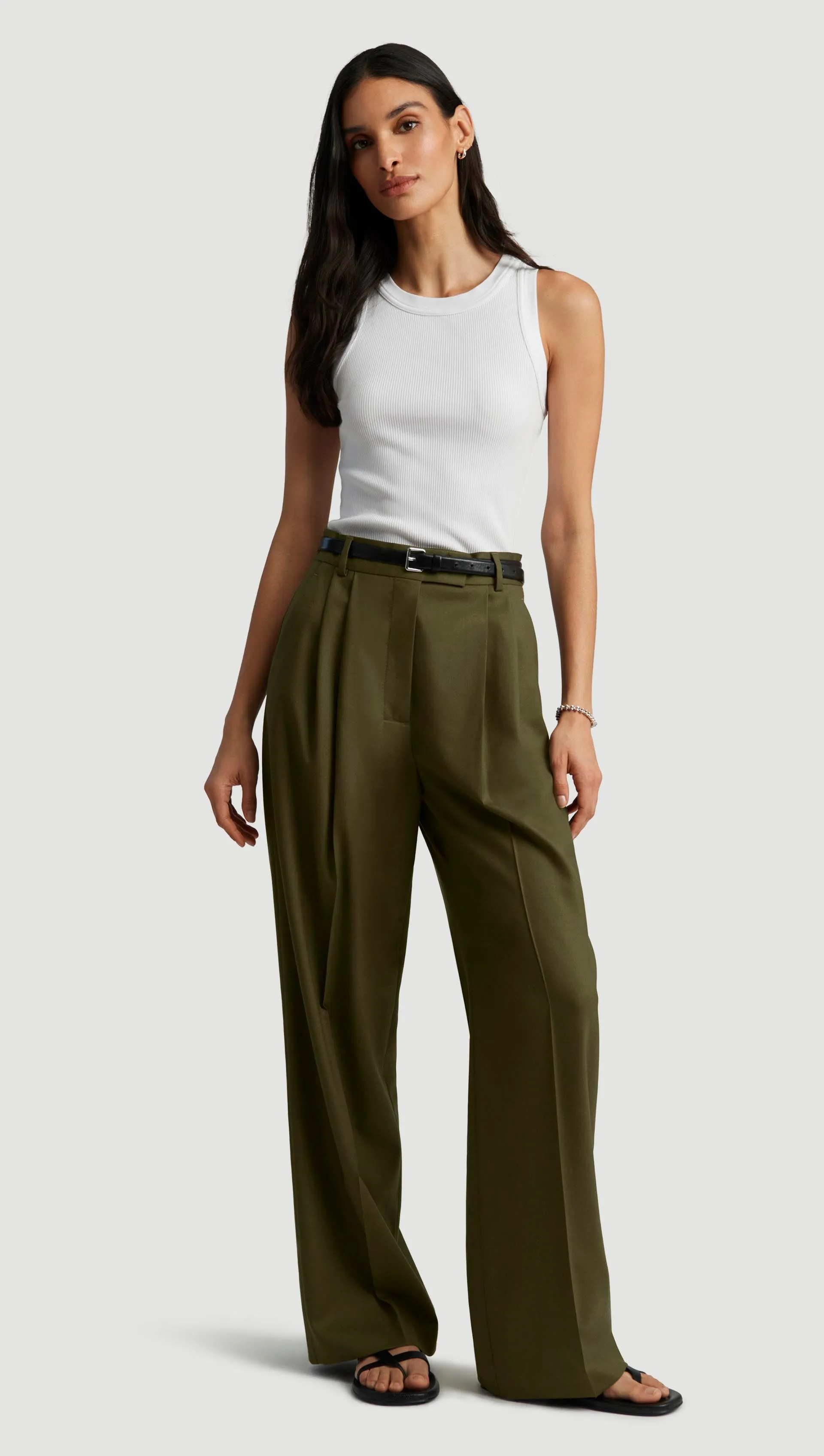 Pleated Trouser in Seasonless Wool | Pine Needle sold by Argent product image thumbnail 3