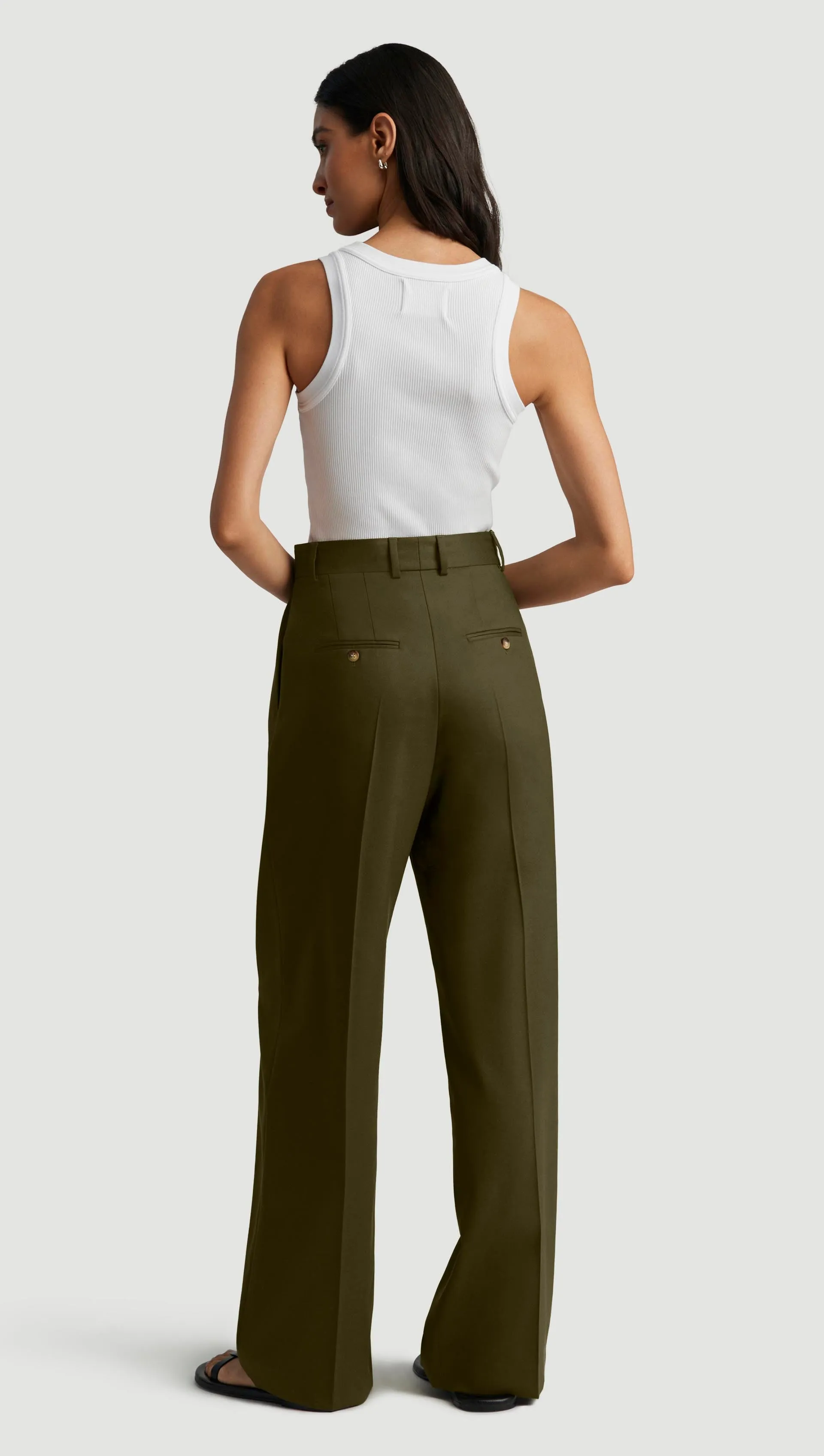 Pleated Trouser in Seasonless Wool | Pine Needle sold by Argent product image thumbnail 5