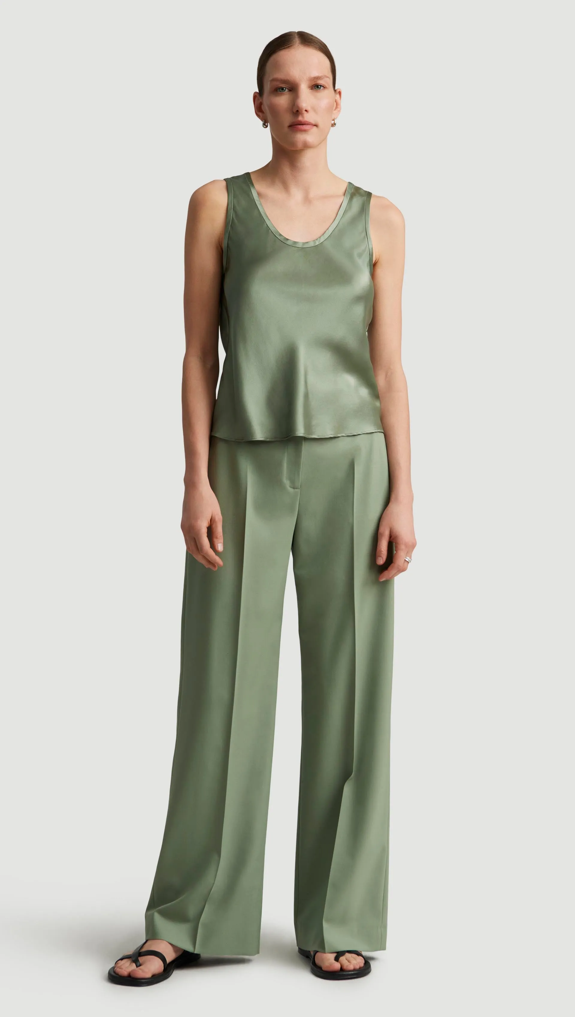 Tank in Silk Charmeuse | Pistachio sold by Argent product image thumbnail 3