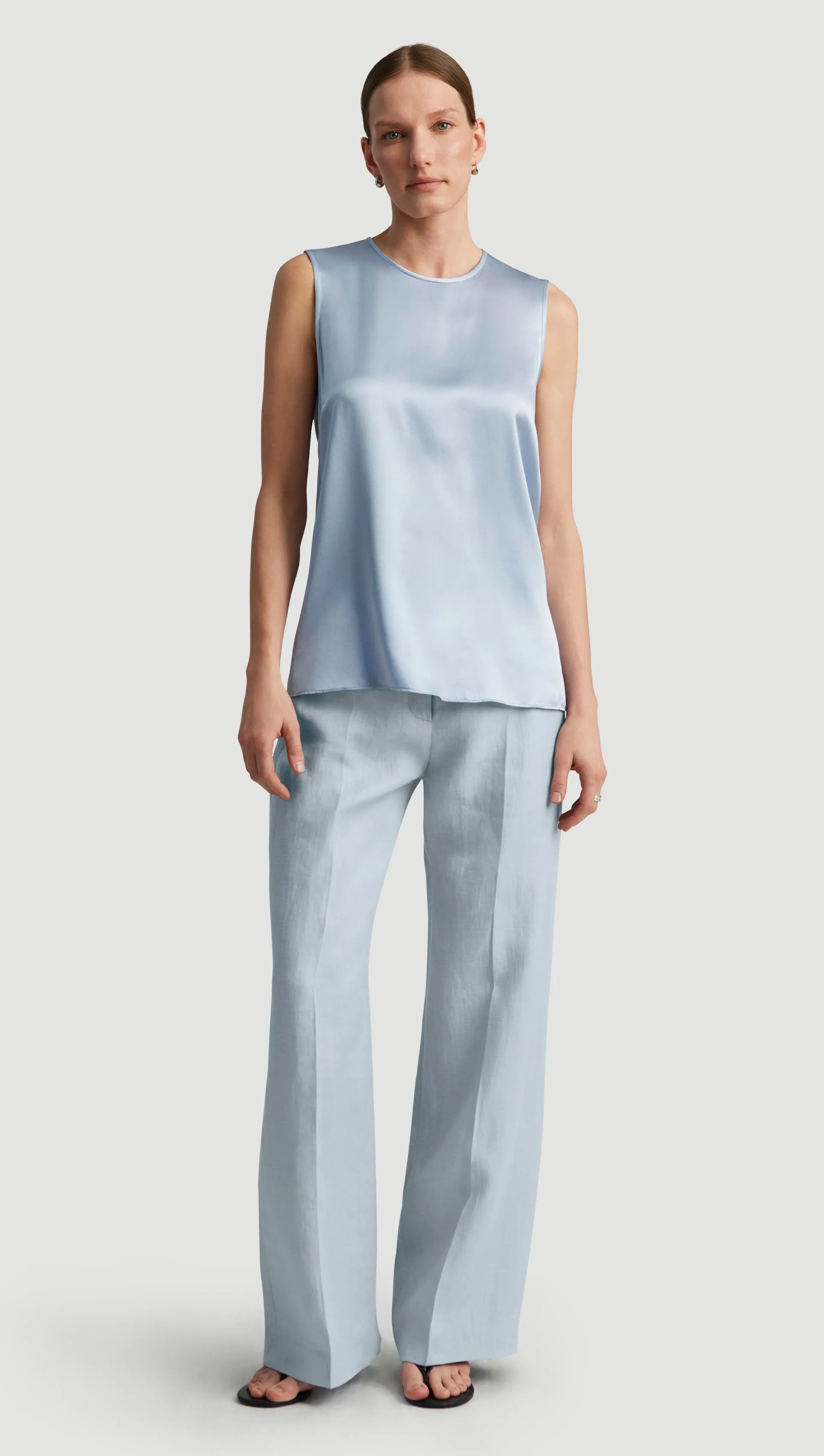 Crewneck Tank in Silk Charmeuse | Glacier sold by Argent product image thumbnail 3