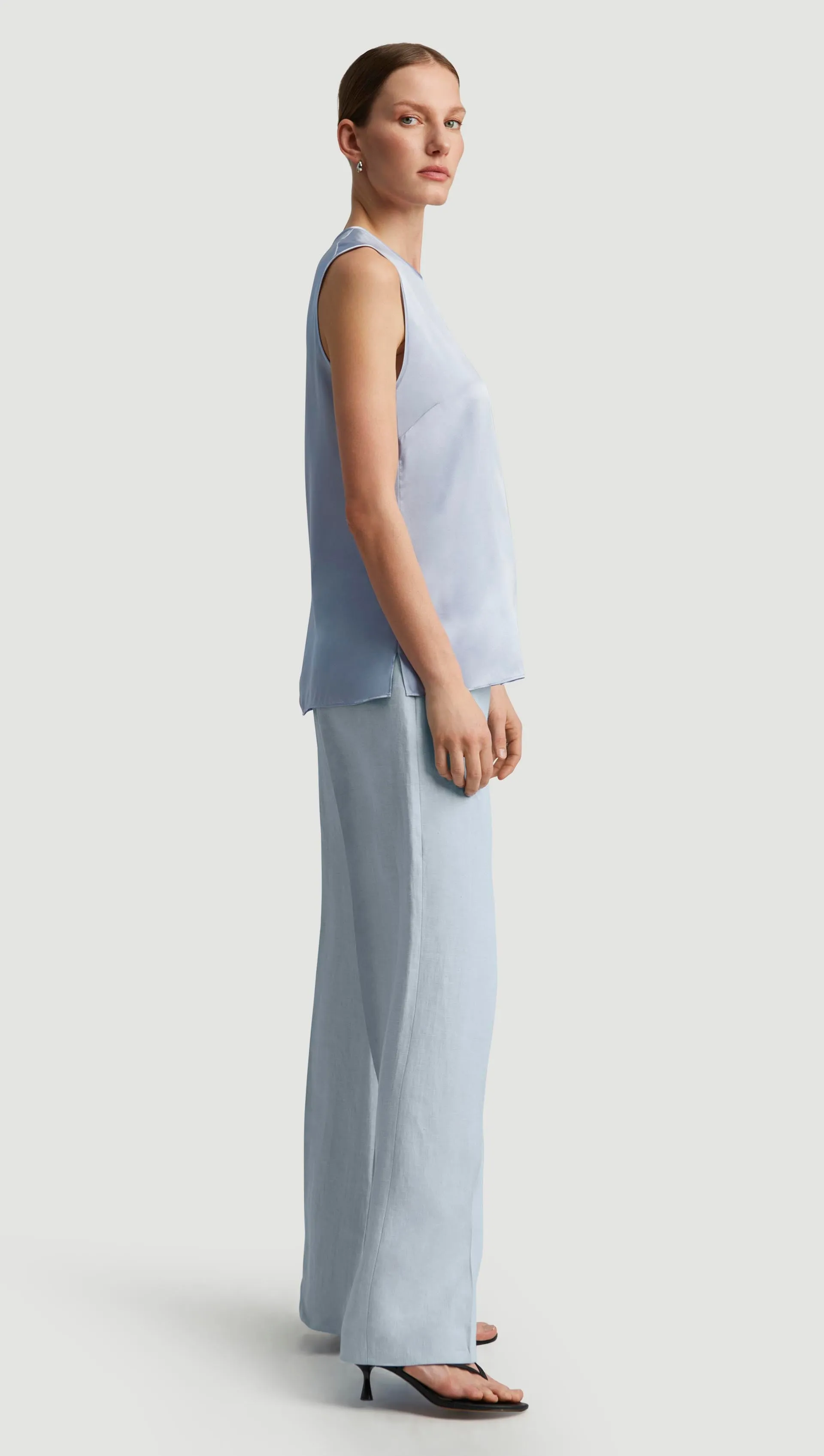 Crewneck Tank in Silk Charmeuse | Glacier sold by Argent product image thumbnail 5