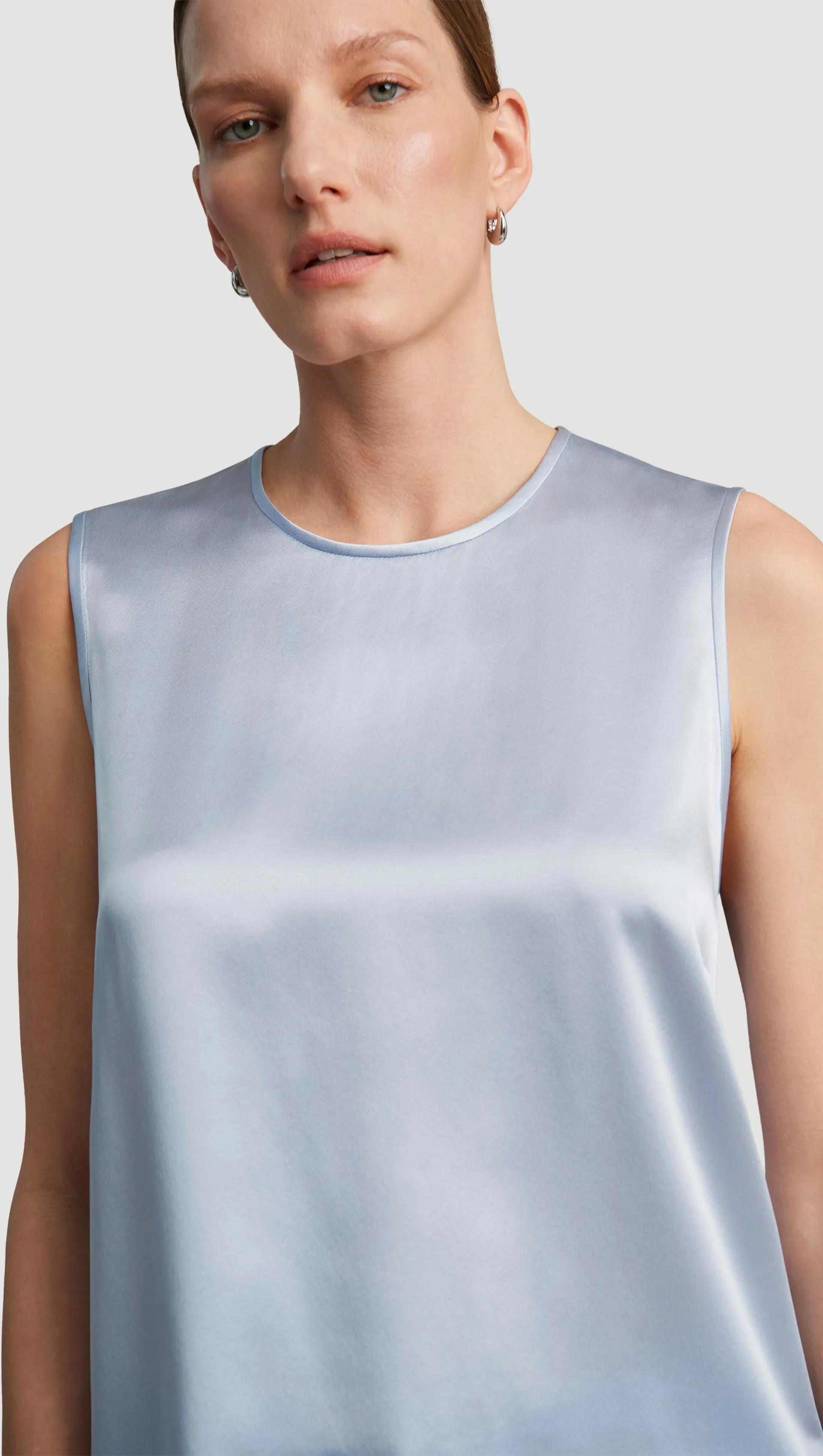 Crewneck Tank in Silk Charmeuse | Glacier sold by Argent product image thumbnail 2
