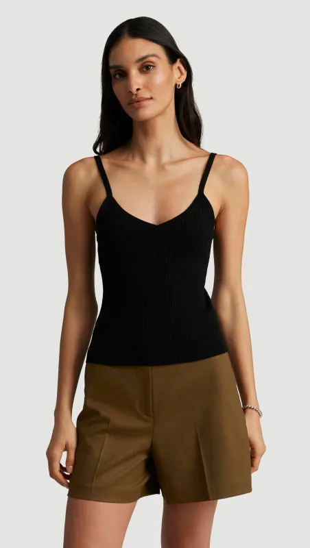 Ribbed Cami in Viscose Polyester | Black sold by Argent
