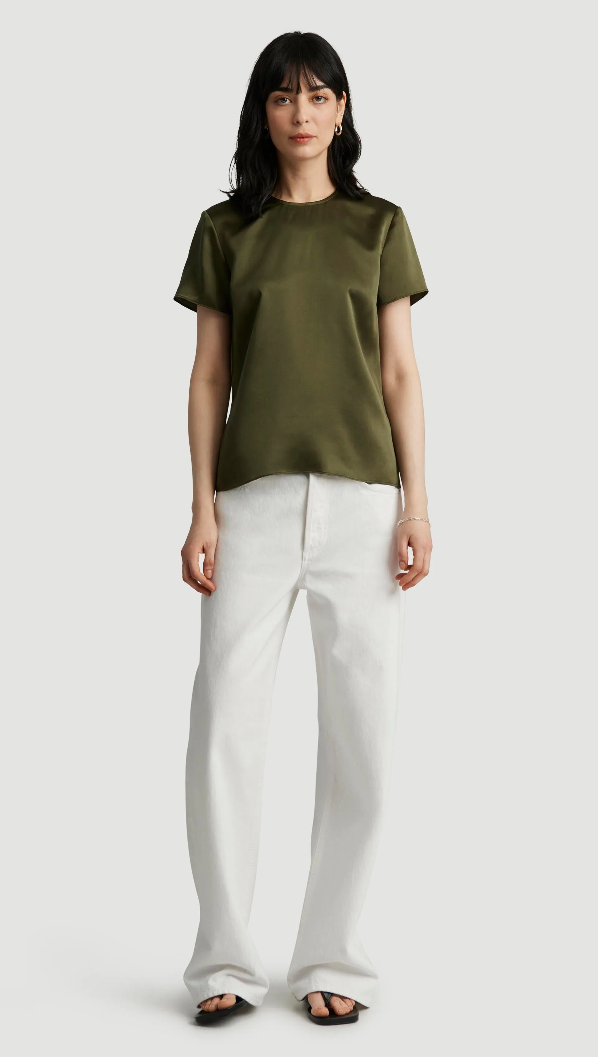 Woven Top in Silk Charmeuse | Pine Needle sold by Argent product image thumbnail 3