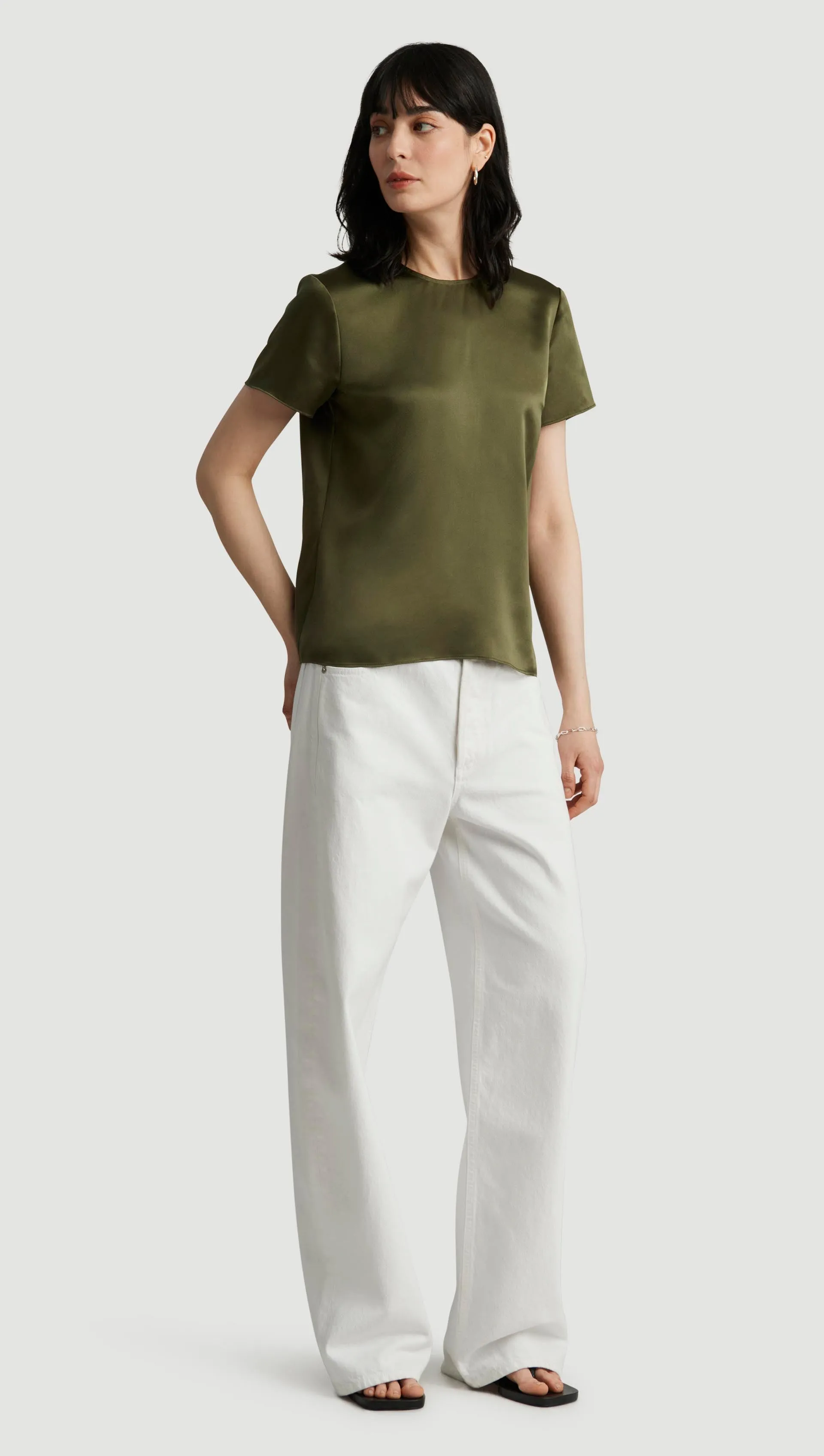 Woven Top in Silk Charmeuse | Pine Needle sold by Argent product image thumbnail 5