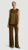 Crewneck Tank in Silk Charmeuse | Mushroom sold by Argent