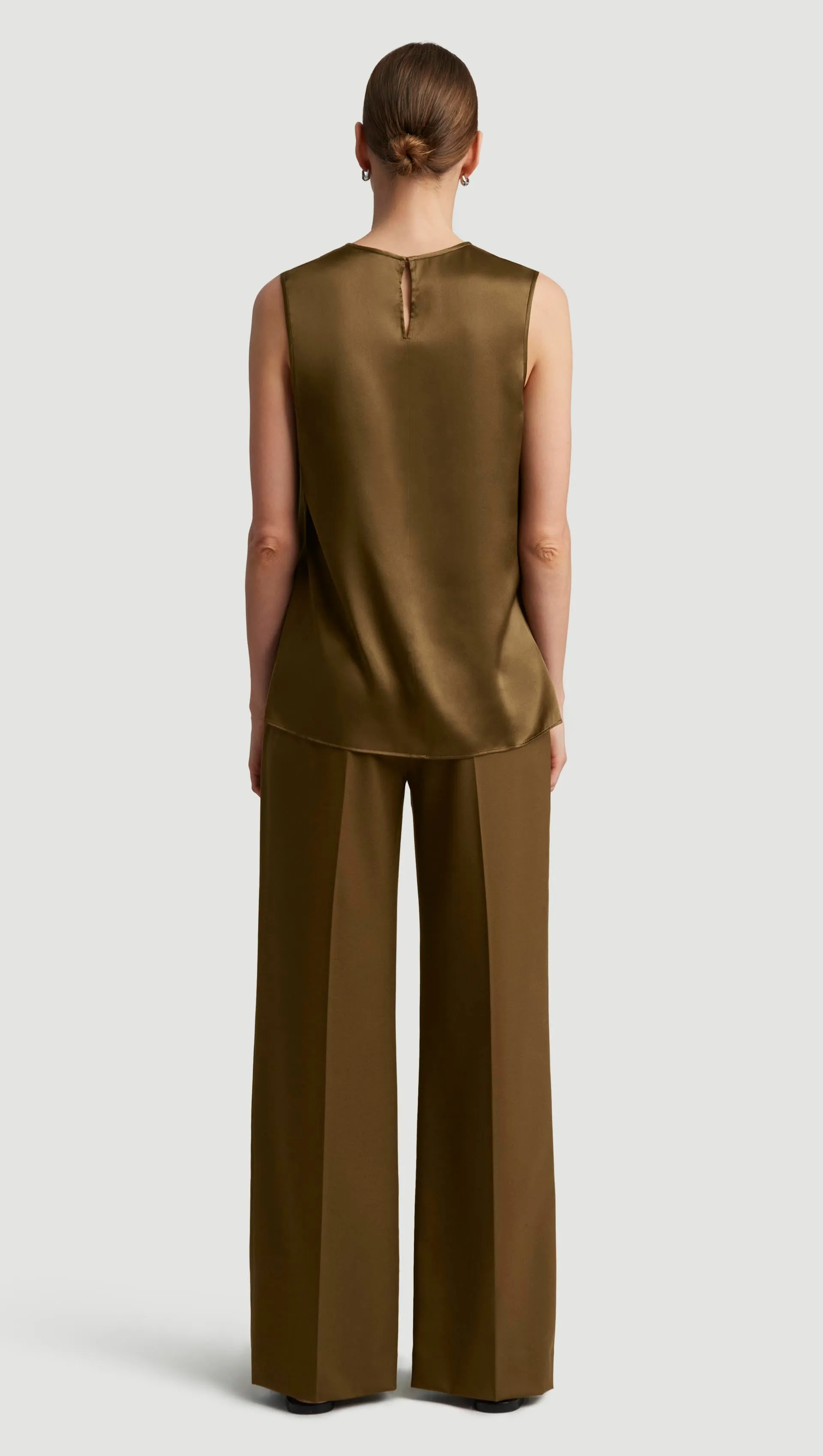 Crewneck Tank in Silk Charmeuse | Mushroom sold by Argent product image thumbnail 4