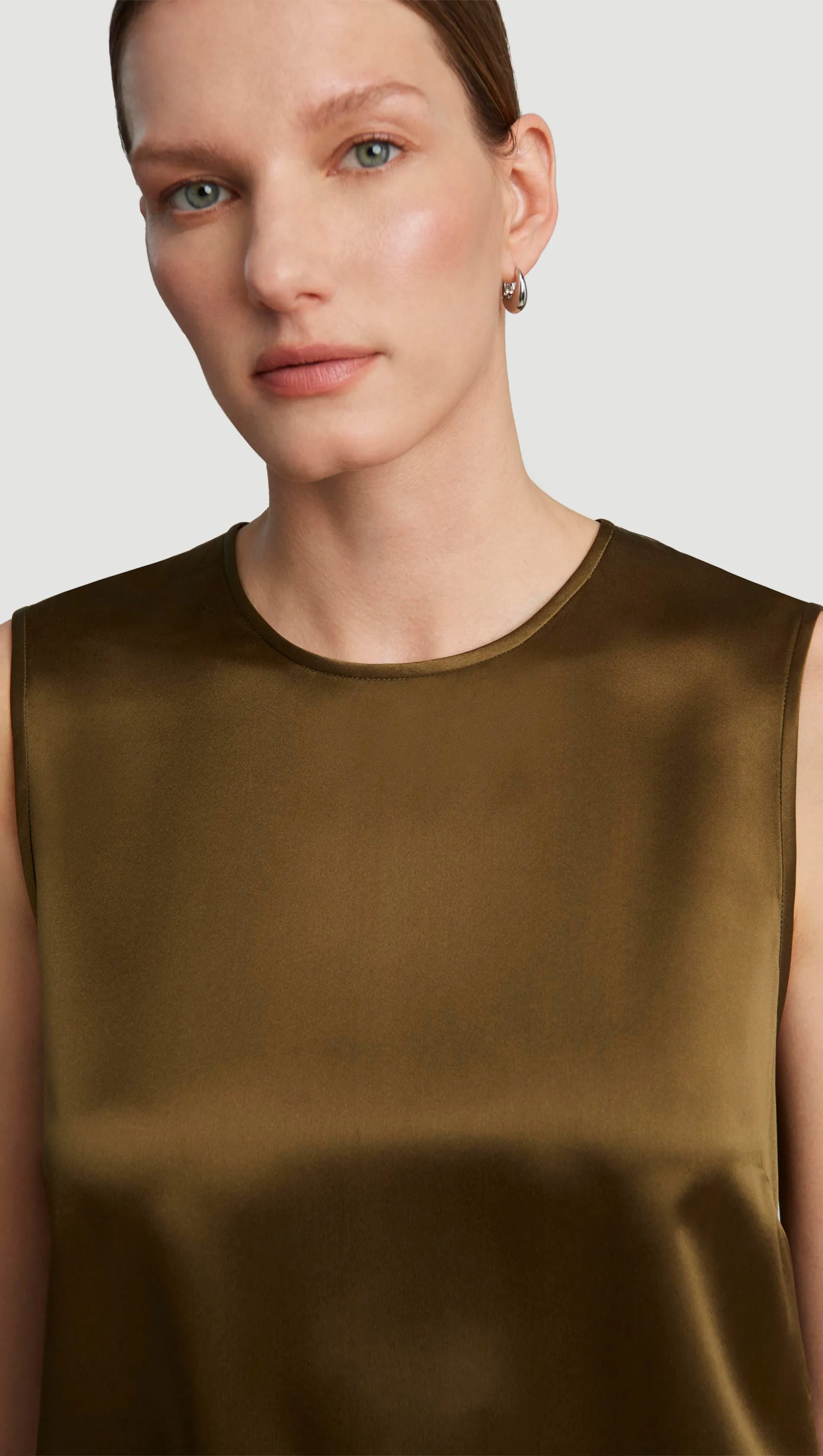 Crewneck Tank in Silk Charmeuse | Mushroom sold by Argent product image thumbnail 5