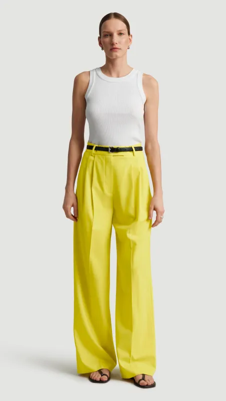 Pleated Trouser in Seasonless Wool | Lemon sold by Argent