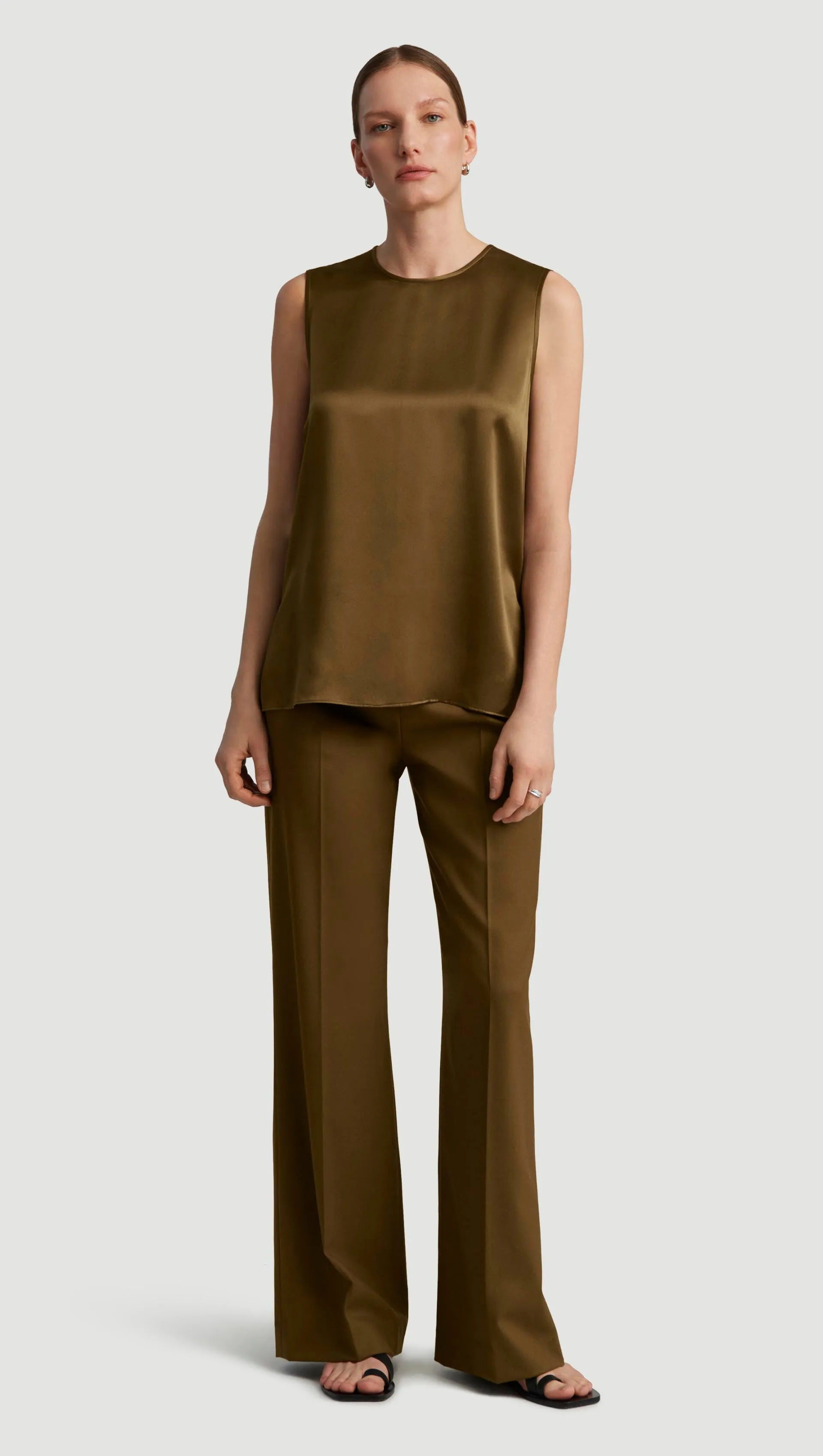 Wide Leg Trouser in Seasonless Wool | Mushroom sold by Argent product image thumbnail 2