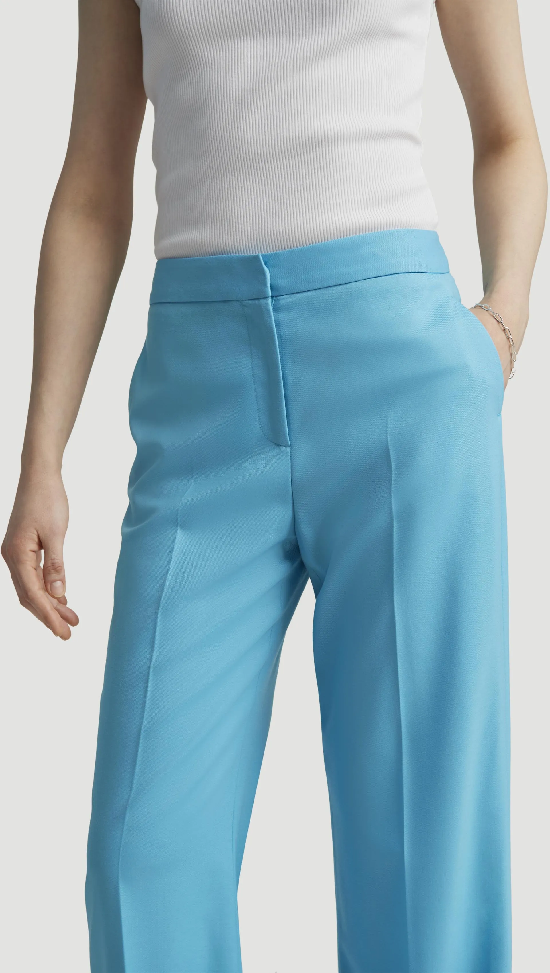 Wide Leg Trouser in Seasonless Wool | Aqua sold by Argent product image thumbnail 5