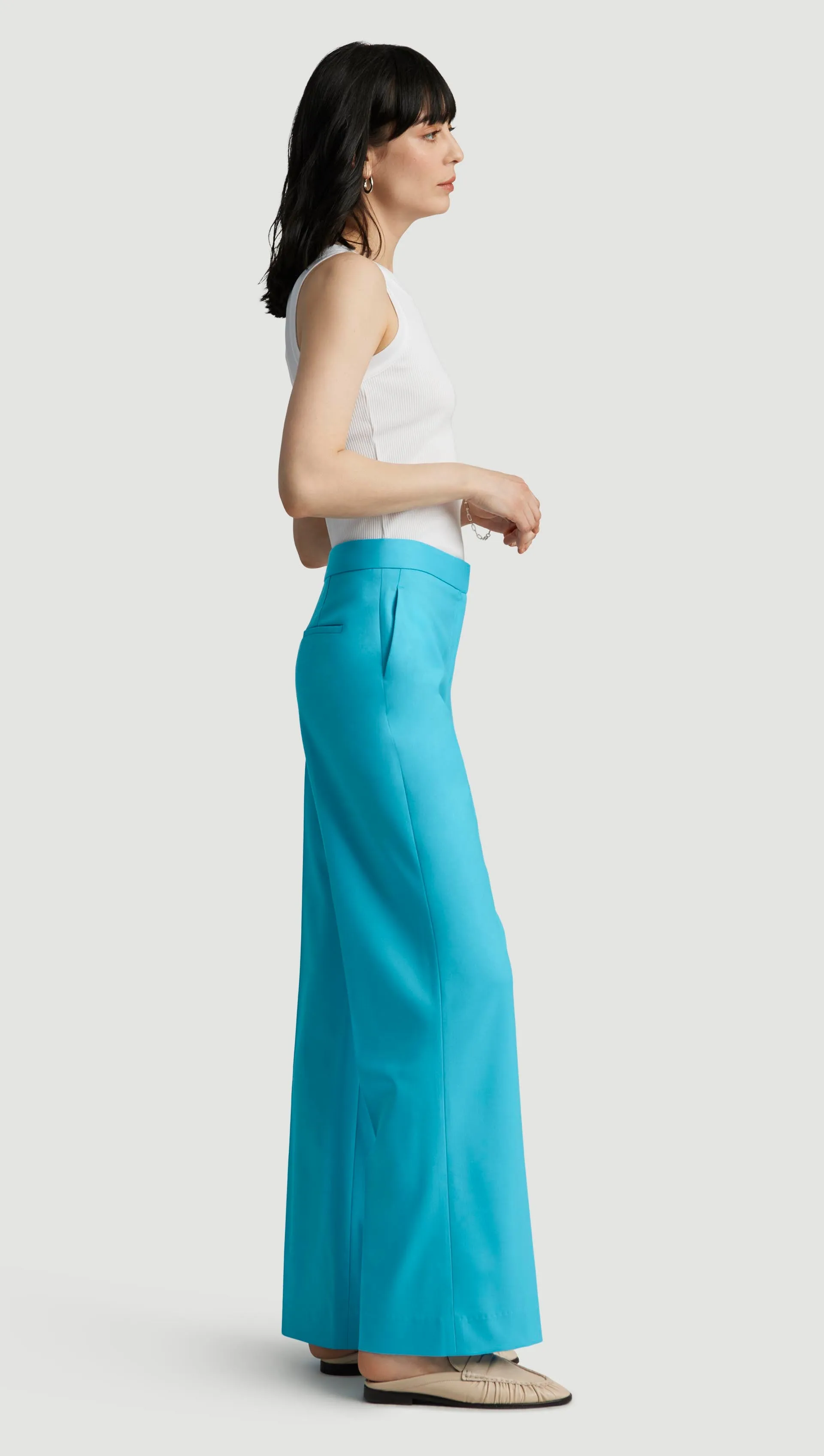 Wide Leg Trouser in Seasonless Wool | Aqua sold by Argent product image thumbnail 3