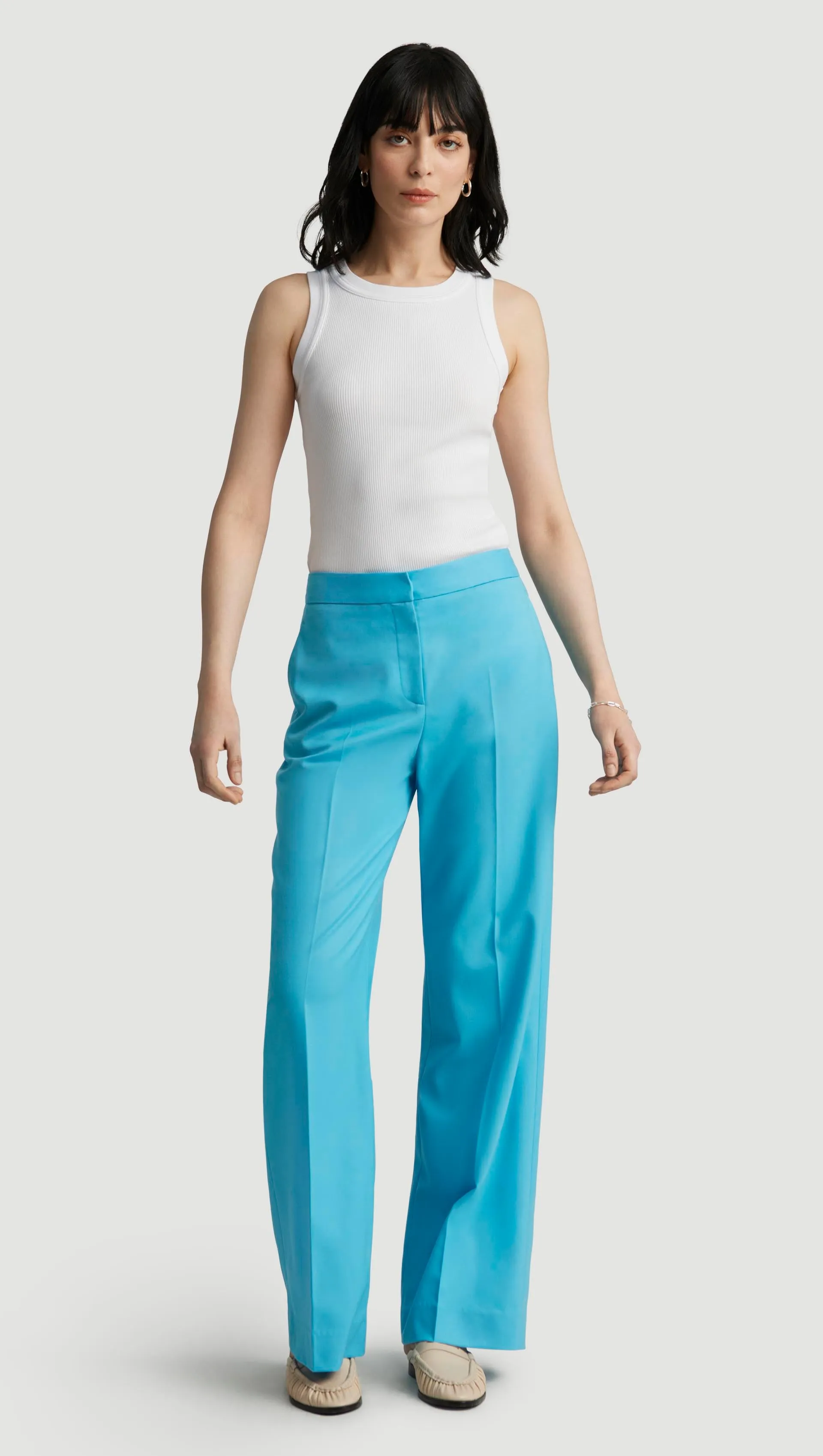 Wide Leg Trouser in Seasonless Wool | Aqua sold by Argent product image thumbnail 2