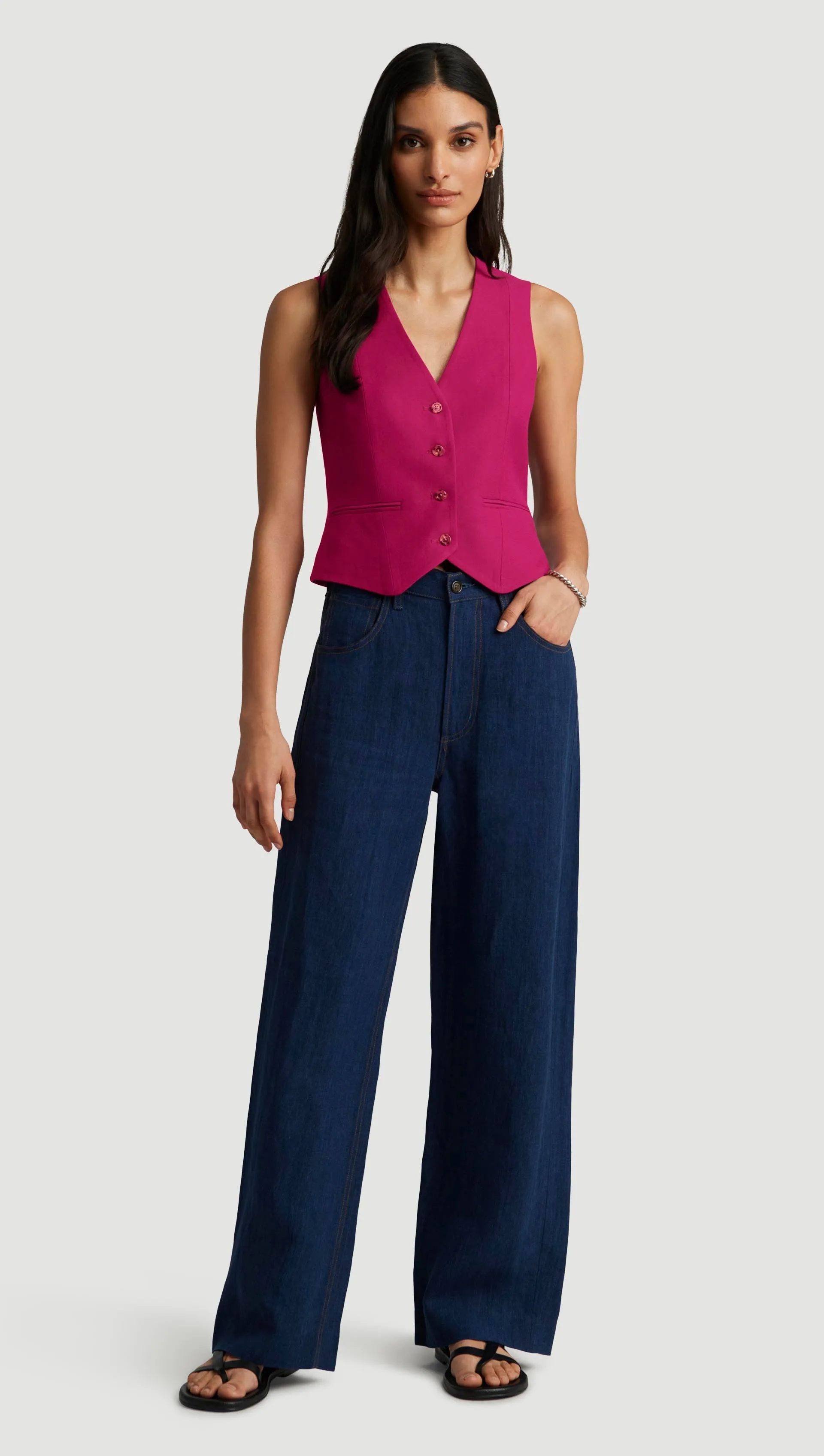 Waistcoat in Viscose Linen Twill | Fuchsia sold by Argent product image thumbnail 5