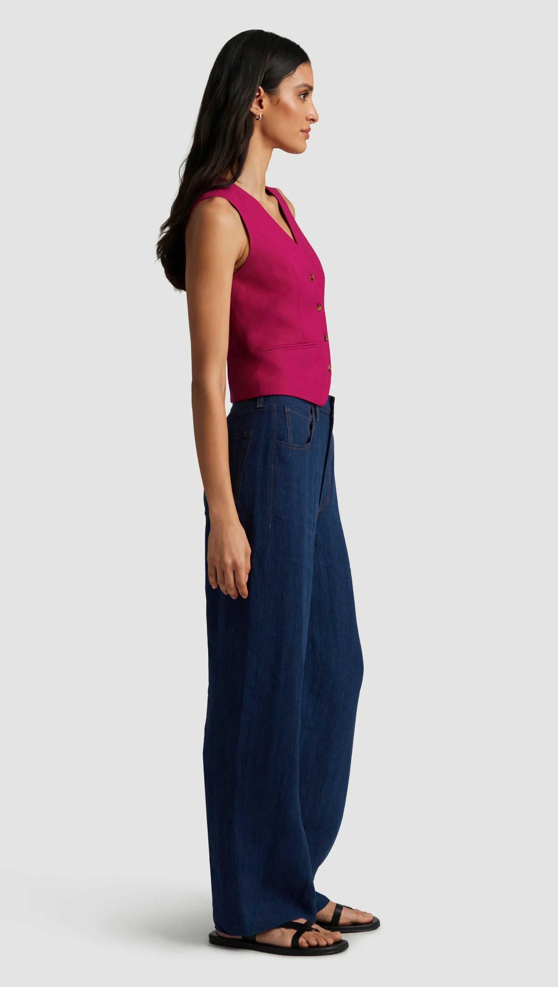 Waistcoat in Viscose Linen Twill | Fuchsia sold by Argent product image thumbnail 4