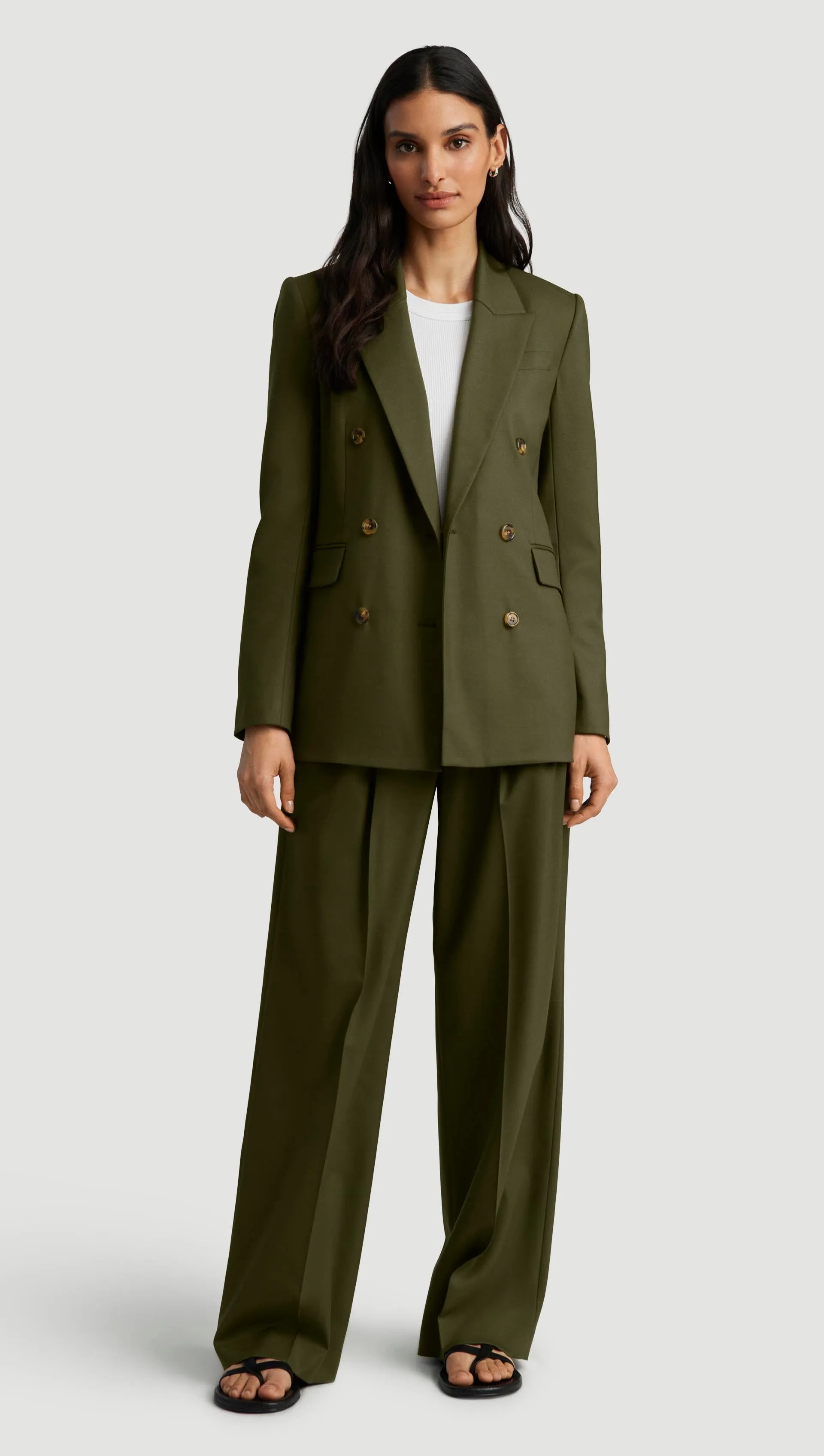 Double-Breasted Blazer in Seasonless Wool | Pine Needle sold by Argent product image thumbnail 4